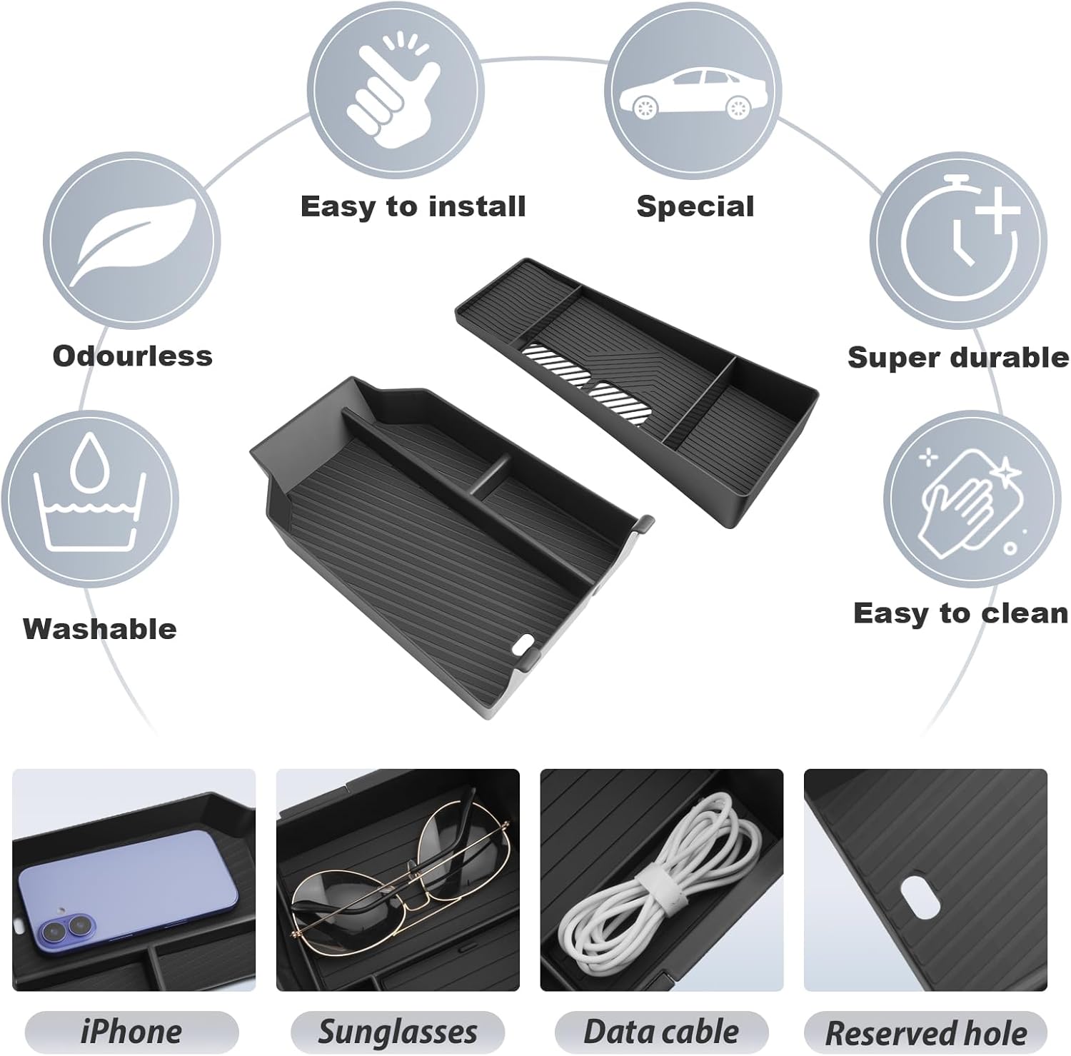 SKTU 2Pcs for 2025 2026 BMW X3 Center Console Organizer for 2025 2026 BMW X3 (30 xDrive/M50 xDrive) Console Tray Dashboard Organizer 2025 2026 X3 Behind Screen Tray BMW X3 2025 2026 Accessories