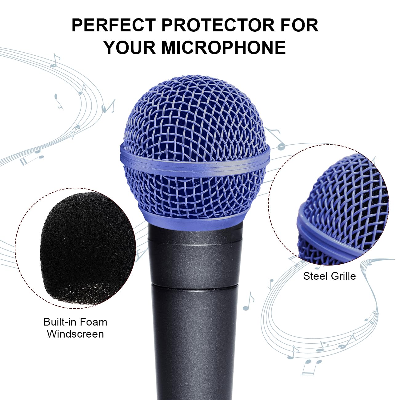 Microphone Head Replace Cover, Steel Mesh Mic Microphone Grille Mic Ball Head Pop Filter with Inner Foam, Fits for SM58 - Image 4