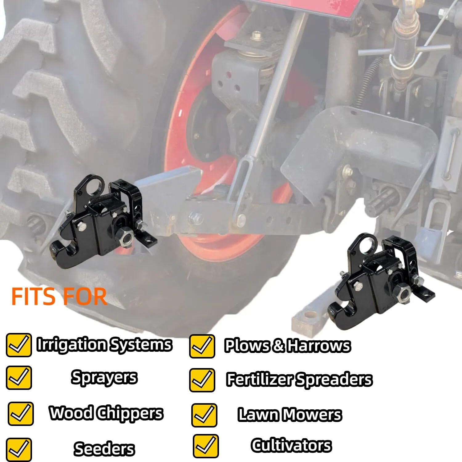 Quick Hitch System,Heavy Metal Duty 3 Point Quick Hitch Coupler Attachments for Category 1 Tractors, Plough, Harrow, Cultivator, Seeder, lrrigation System