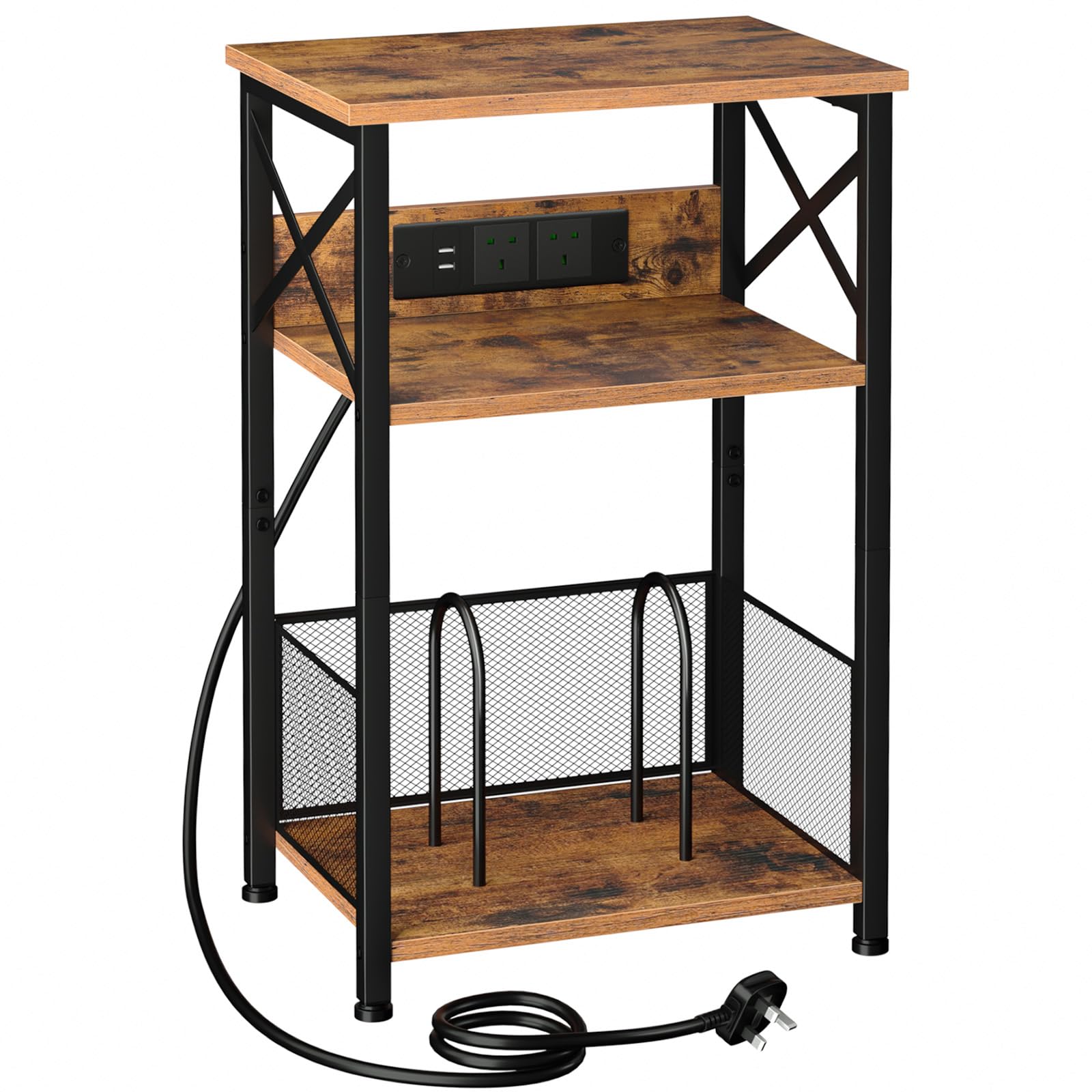 Soporte para tocadiscos HFHOME de 3 niveles y mesa auxiliar de 50x40 cm con almacenamiento