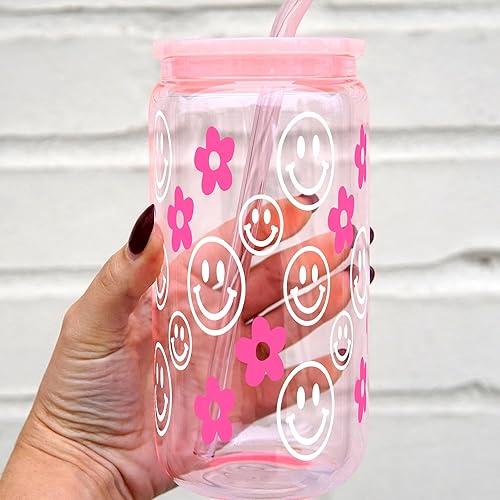 Miniatura 5 de Sip Sip Hooray Daisy & Smiley Face Tumbler Glass Cup with Lid Personalized Gifts for Women, Teachers, Bridesmaids, Birthdays, Mom, Valentines