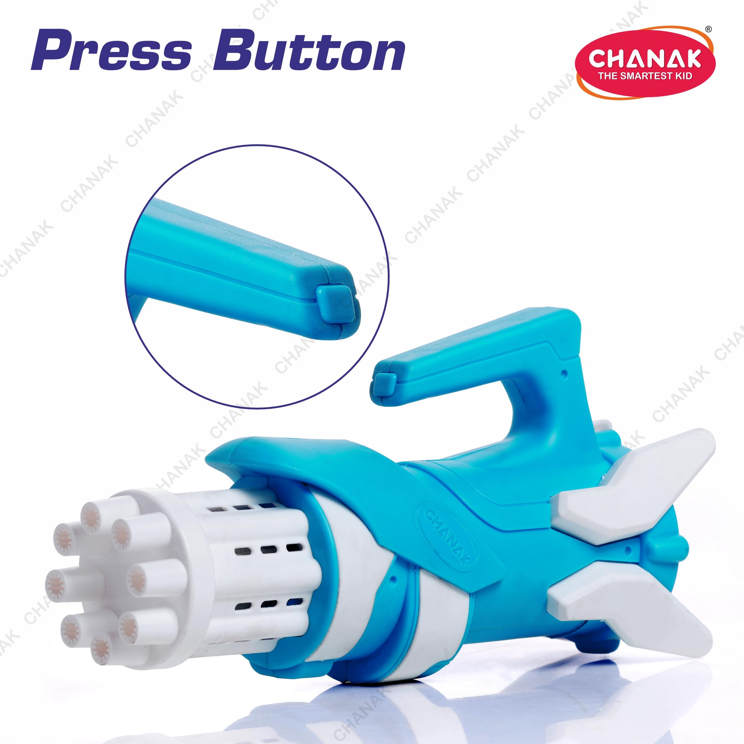 Chanak Gatling Bubble Gun for Kids, 8- Hole Bubble Gun Toy for Kids Above 3 Years, Bubble Machine for Indoor & Outdoor Play, 100% Safe & Skin Friendly (Bubble Solution Included), BIS Approved 3