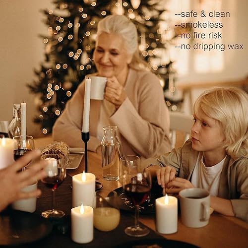 Miniatura 51 de Vela LED sin llama multicolor parpadeante de 3 x 7 pulgadas, funciona con pilas, cera real, blanco, control remoto con temporizador Blanco