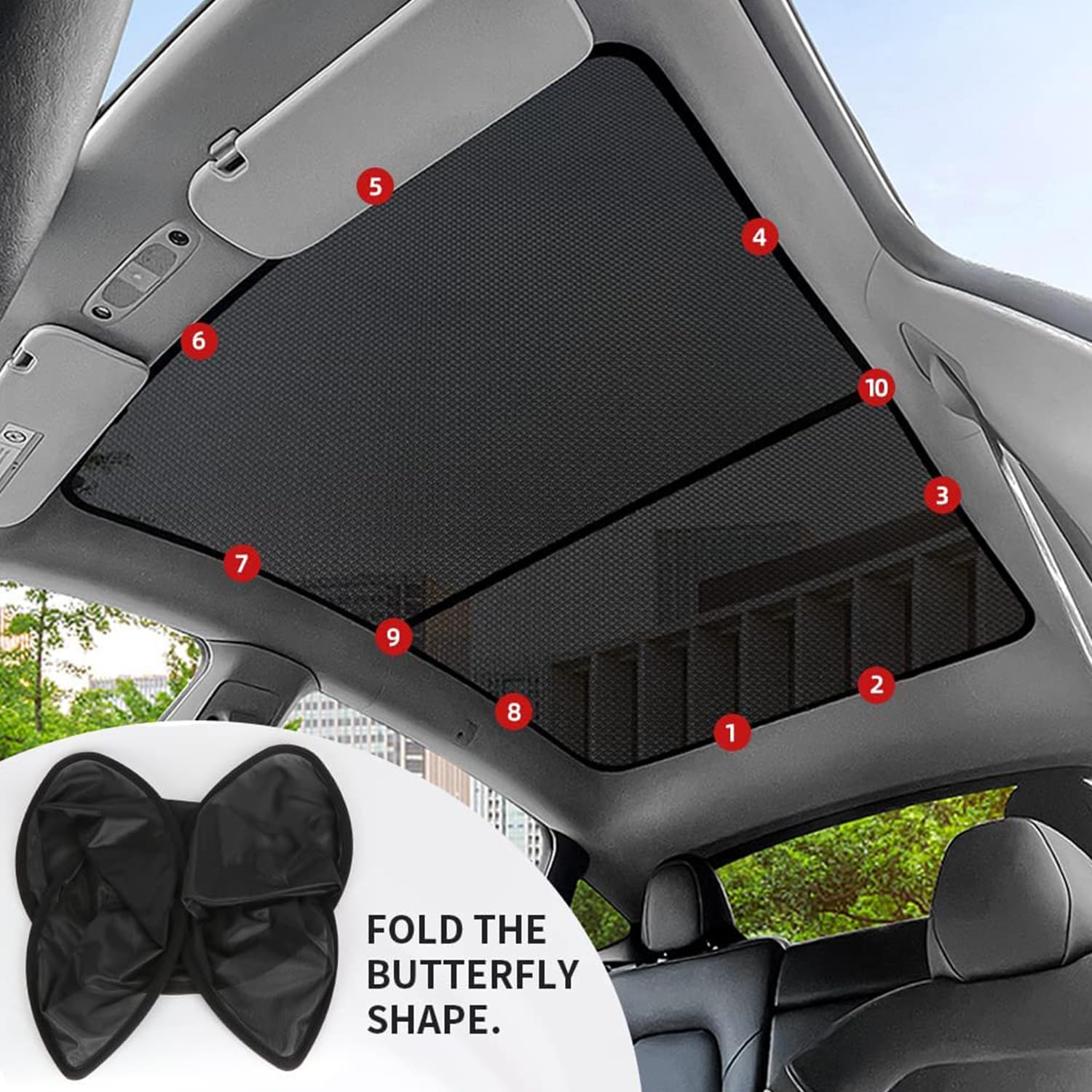 Parasole Ombrello Pieghevole Anteriore E Posteriore Per Tesla Model Y (2020-2024) - Beige