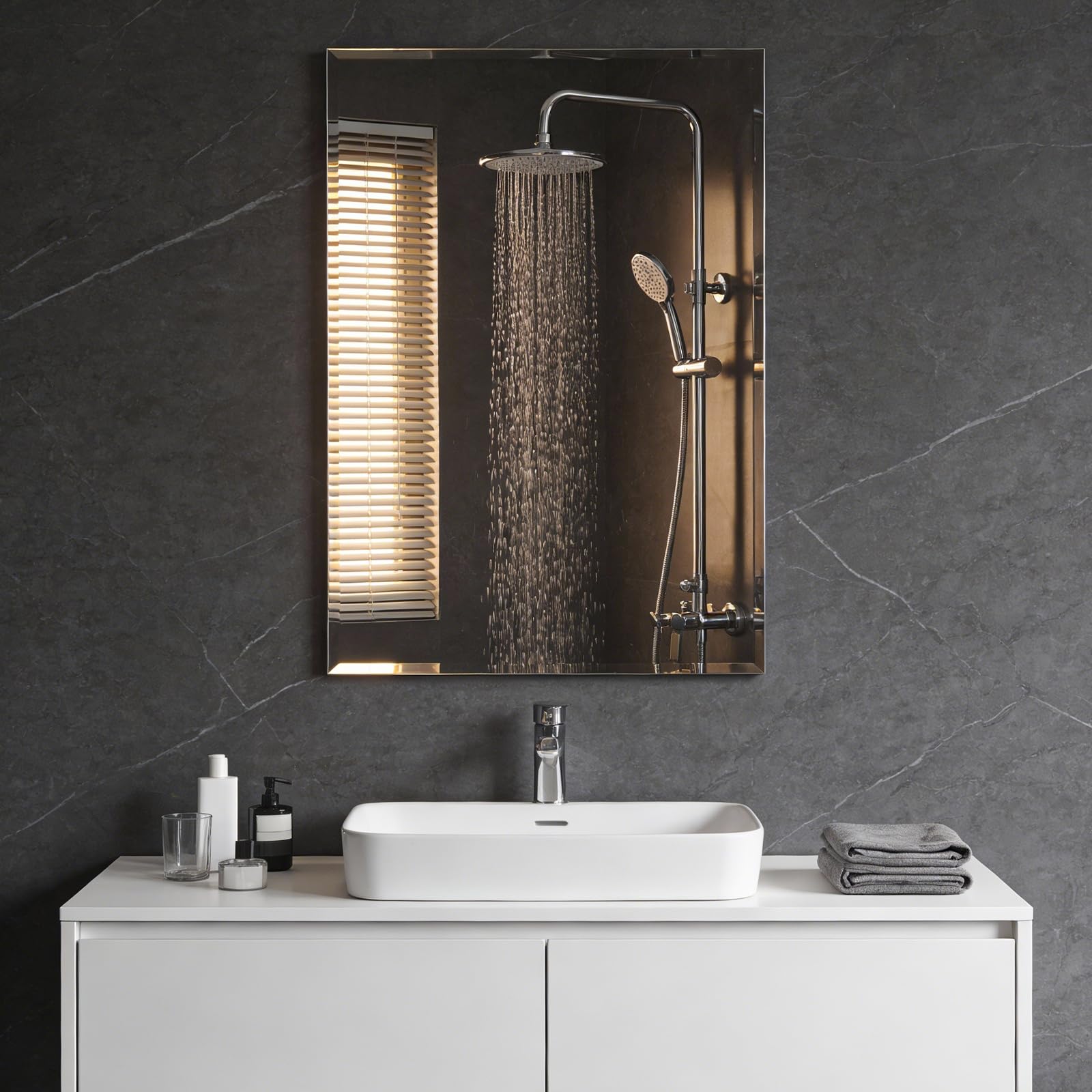 Evergoods Rectangular Mirror Frameless Wall Mirror 40X60cm Rectangle Bathroom Mirror Wall Mounted Horizontal Or Vertical Rectangular Bathroom Mirror Simple Frameless Design For Vanity