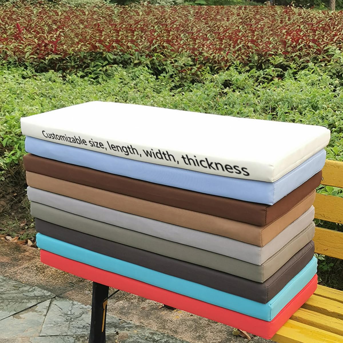 Lot De 2 Coussins Banc Jardin 30x40cm | Rembourrage Billes Silicone | Housse Imperméable Orange Fleurs | Pour Terrasse & Palettes
