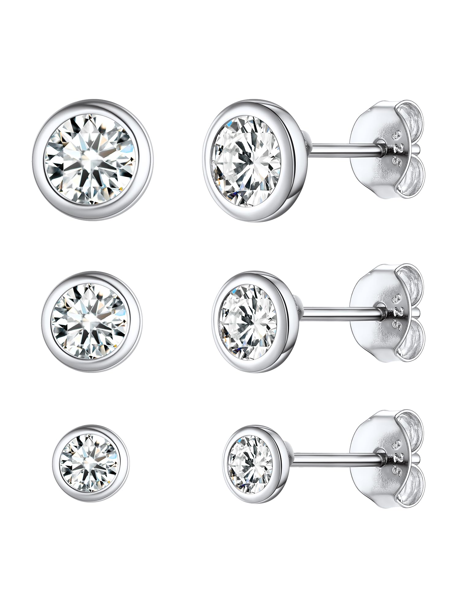 ChicSilver 3/4/5mm Orecchini Donna Punto Luce Argento 925 a Lobo Piccoli | argento 925, diamante brillante, minimalista, elegante, adatto a qualsiasi occasione, per quotidiano anniversario natale