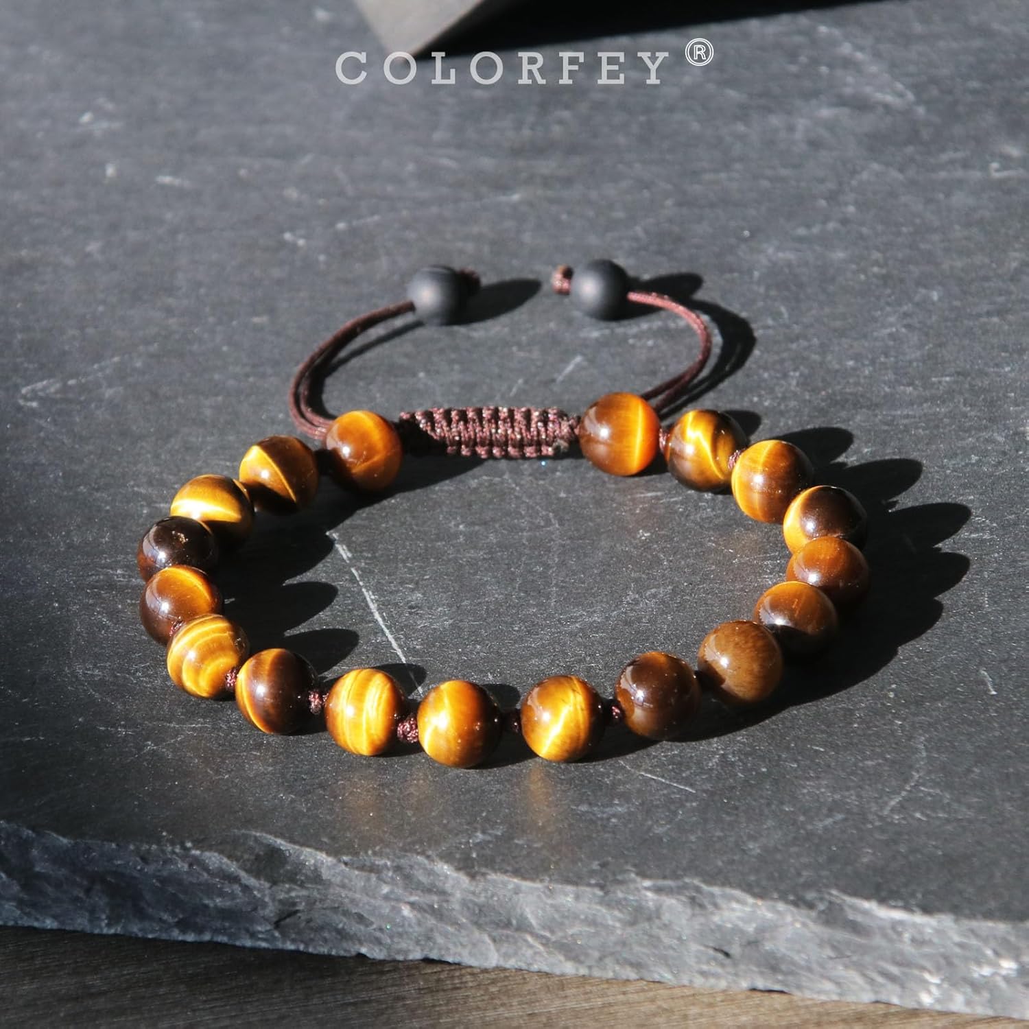 Mens Tiger Eye Beaded Bracelets, Authentic Tiger Eye Crystals Stone Beads Bracelet 8mm With Handcrafted Vajra Knot, Protection Mens Bracelet Premium Handmade Bracelet Healing Gift for Men - Image 3