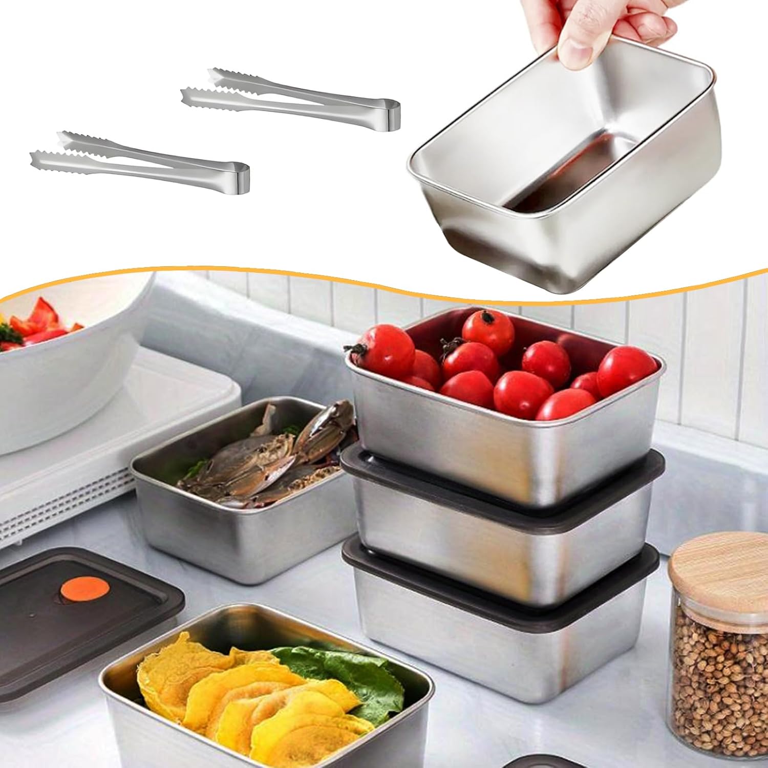 Waldeinsamkeit 12Pcs 316 Stainless Steel Food Storage Containers Airtight Lids 12oz Fresh-keeping Container Metal Refrigerator Container for Lunch Picnic Travel Leftovers Dishwasher Freezer Safe - Image 7