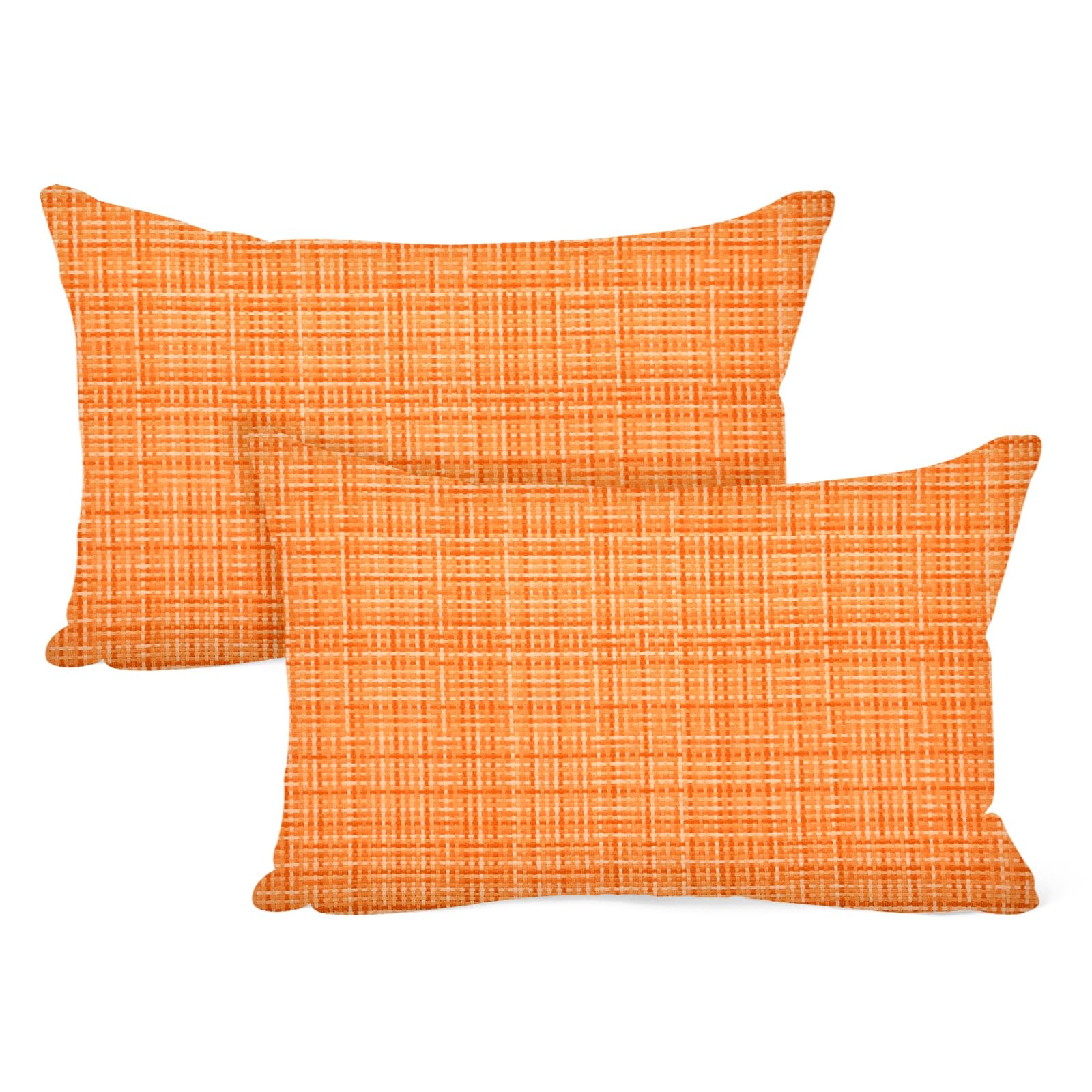 M METERXITY 2-Pack Outdoor Waterproof Throw Pillow Cover, 12x20 Inch Linen Weaving Texture Decorative Cushion Cover for Patio/Balcony/Garden, Water Resistant Pillow Case [Orange]