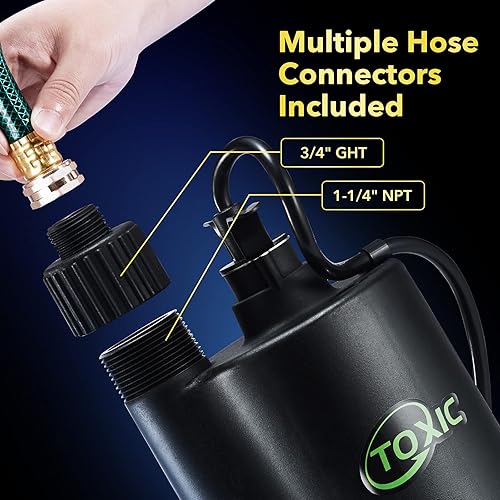 Miniatura 2 de Bomba de agua sumergible de utilidad termoplástica 14 HP Bomba de drenaje eléctrica portátil para extracción de agua para jardín, tina, estanque,