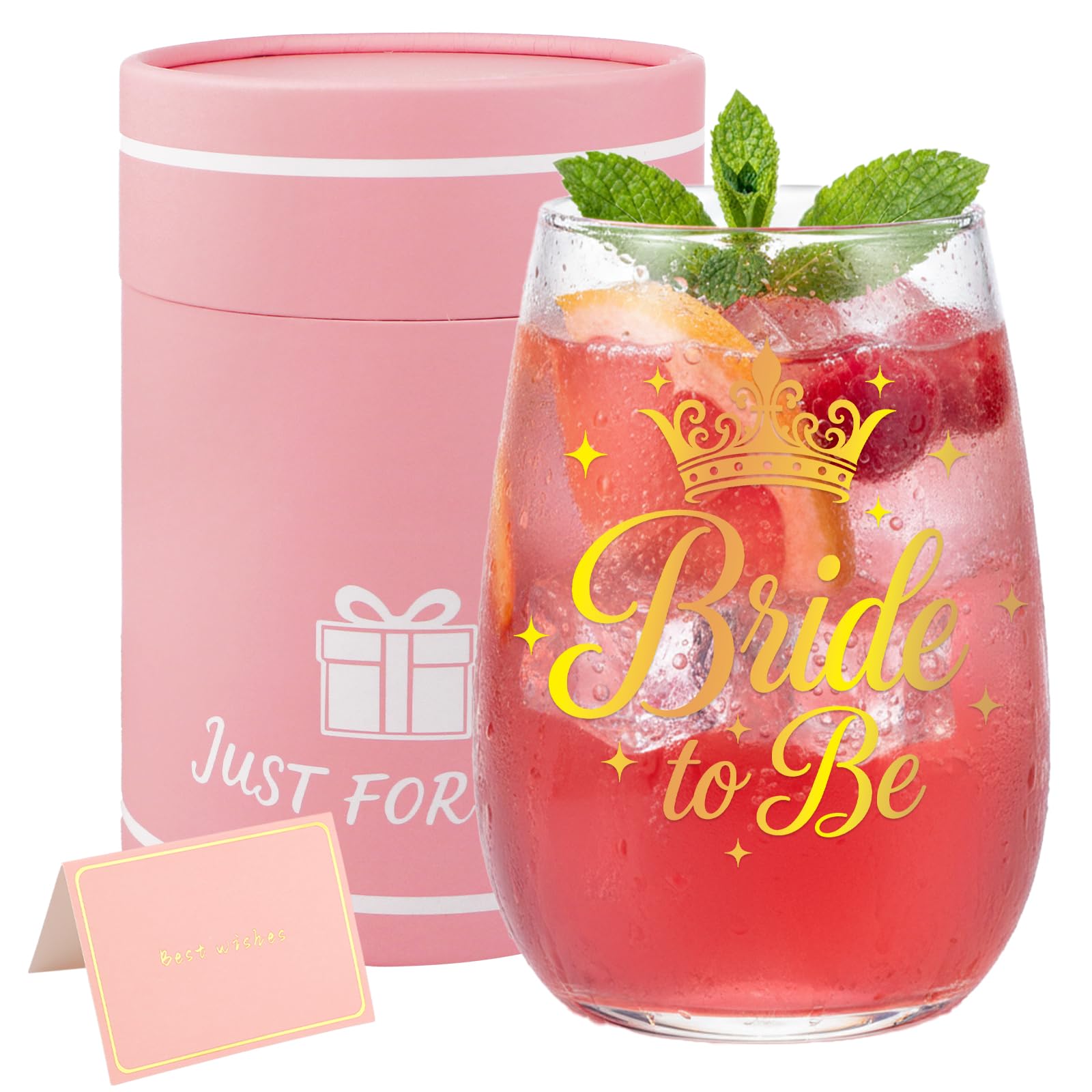 Bliceon Bride to Be Gifts Wine Glass, 15oz Personalised Bride Wine Glass with Card, Bridal Shower Gifts for Women, Best Friend, Sister, Wifey, Wedding, Honeymoon, Bachelorette Party - Style 1