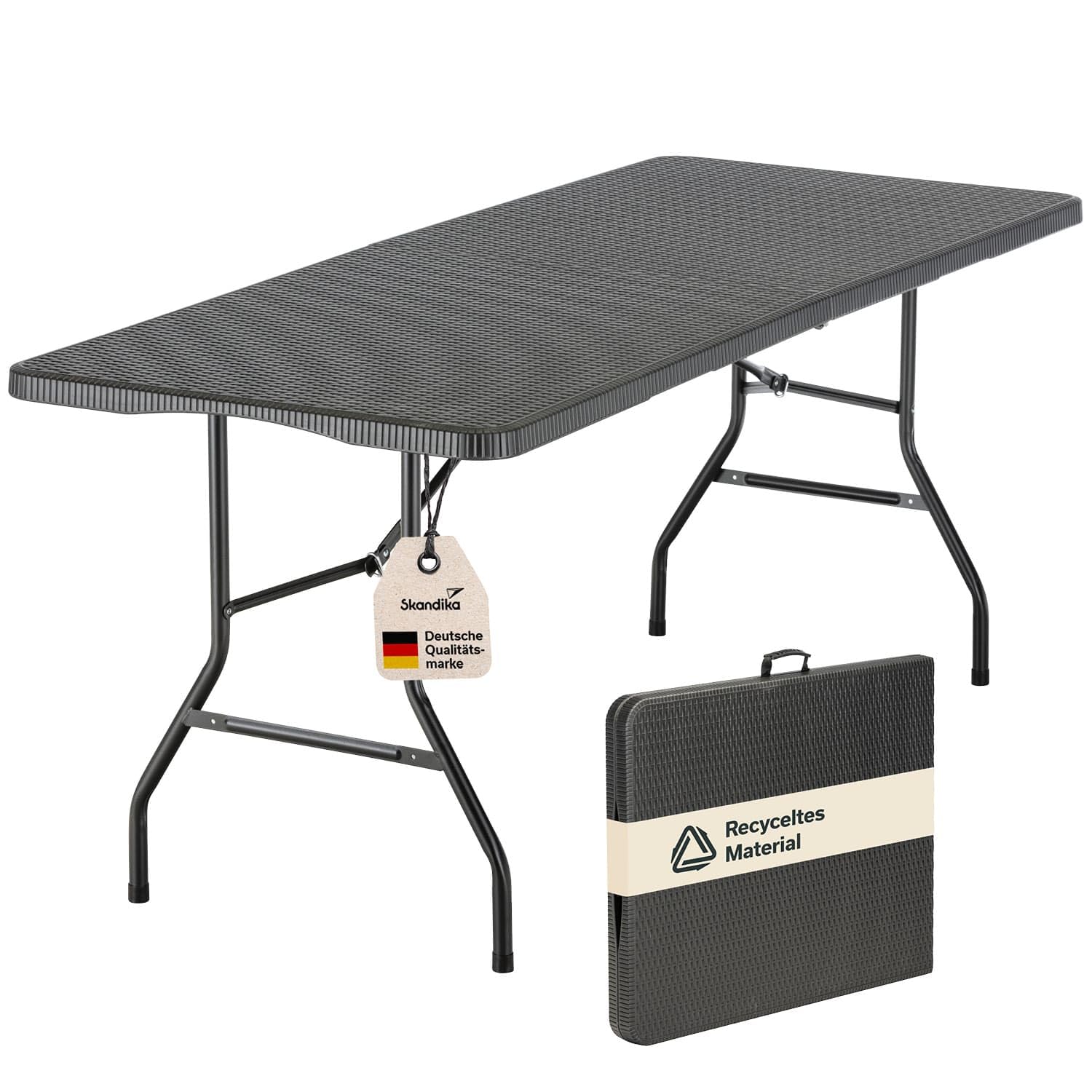 Skandika Table Pliante/Banc Pliable/Set MASI | Banc Max 300 kg, Table Max 200 kg, matériau HDPE recyclé, Pliable, résistant aux intempéries, 180 cm | Meubles Balcon, Jardin