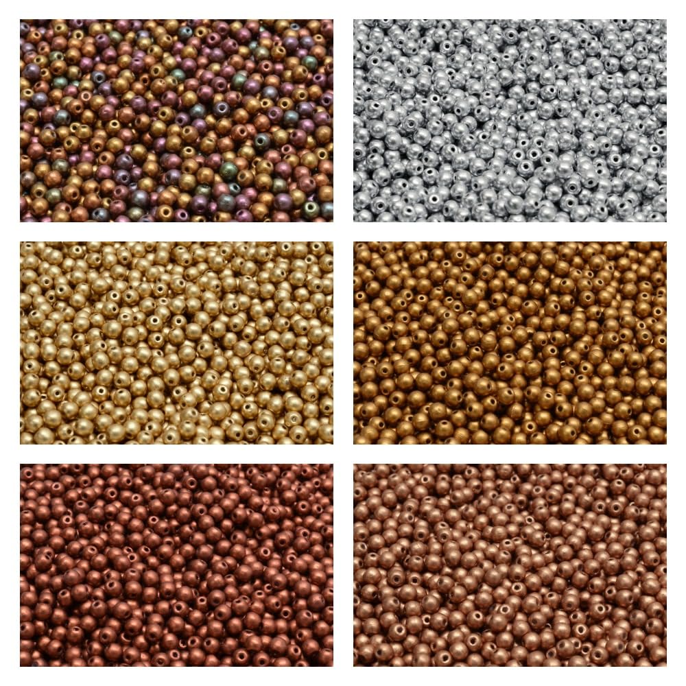 600 Pz 6 Colori Ceco Vetro Pressato Perline Rotonde 3 Mm Set Rp 323 (3RP111 3RP112 3RP113 3RP114 3RP115 3RP116)-image