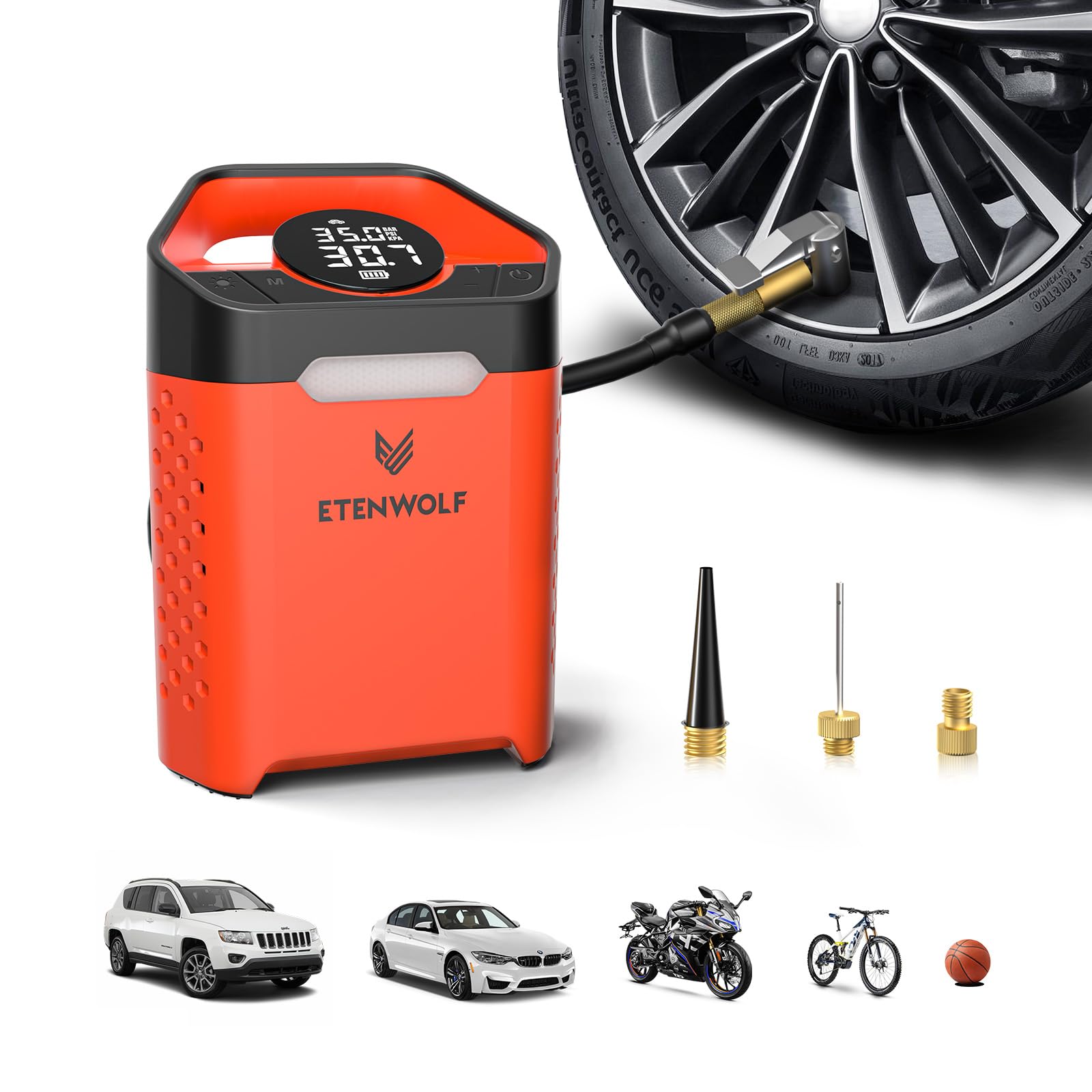 Amazon.co.jp: ETENWOLF 160PSI 携帯式エアコンプレッサー タイヤ
