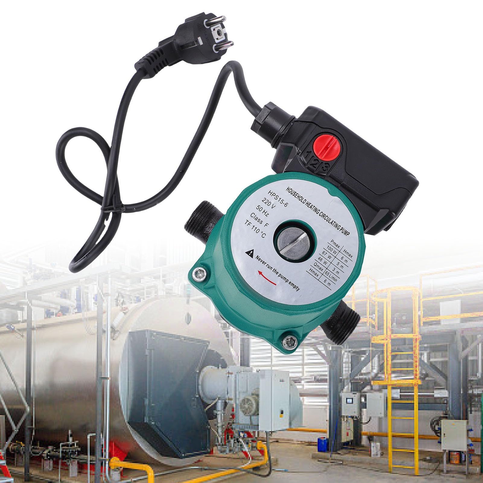 Bomba de Recirculación de Agua Caliente Control Eficiente de 3 Velocidades 65L/min 100W para de Calentamiento de Agua Doméstico (Enchufe europeo 220V)