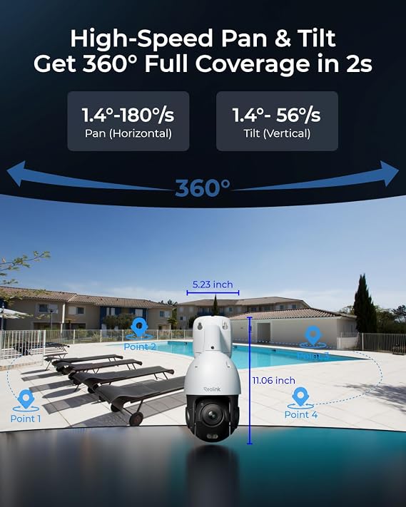 Reolink 4K PTZ PoE Home Security Camera Outdoor with Spotlights, RLC-823S1