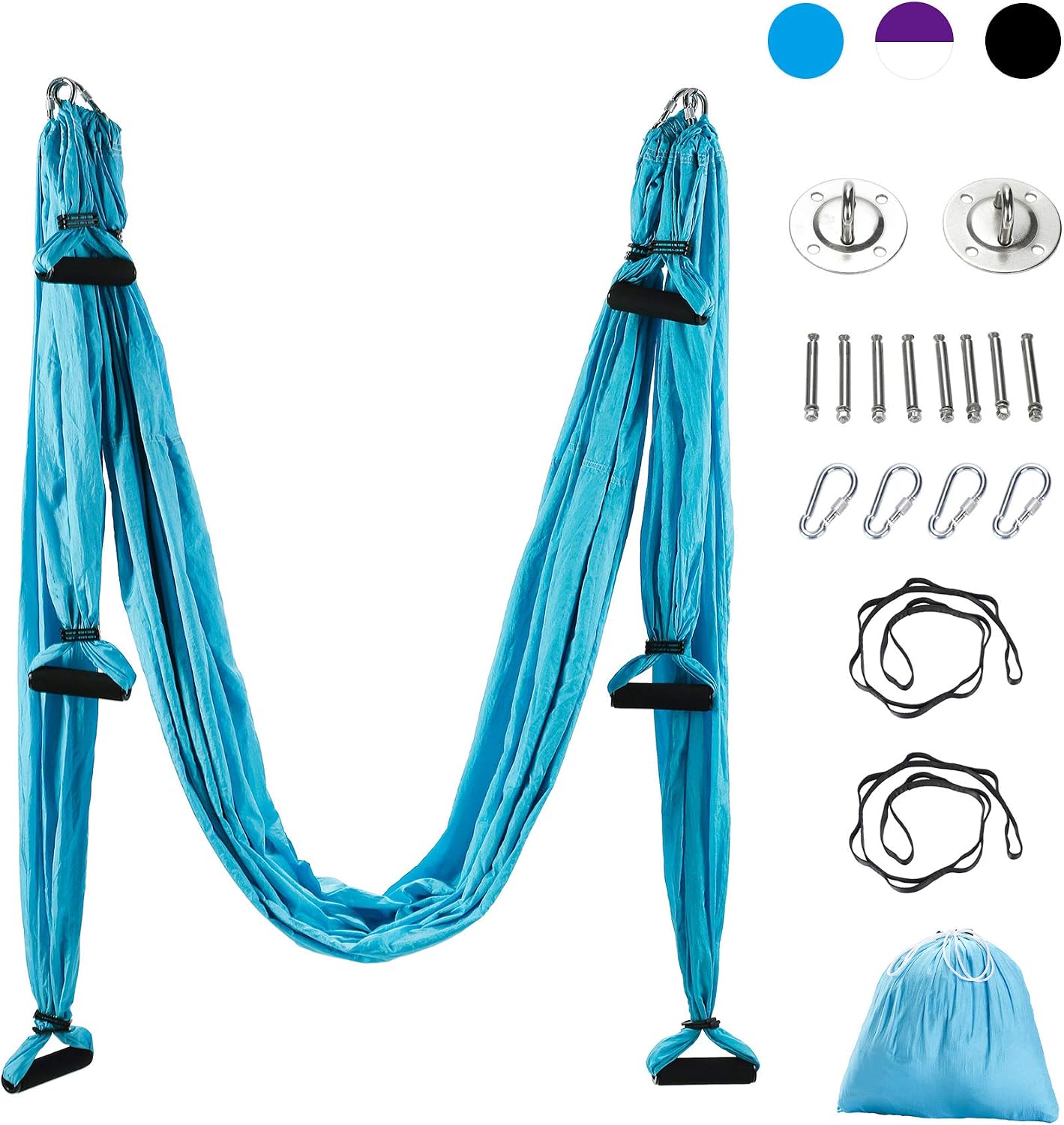 ZELUS Aerial Yoga Swing Sling Strong Yoga Hammock Kit Set Trapeze Inversion Equipment Include 2 Extensions Straps and Ceiling Mounting Kit