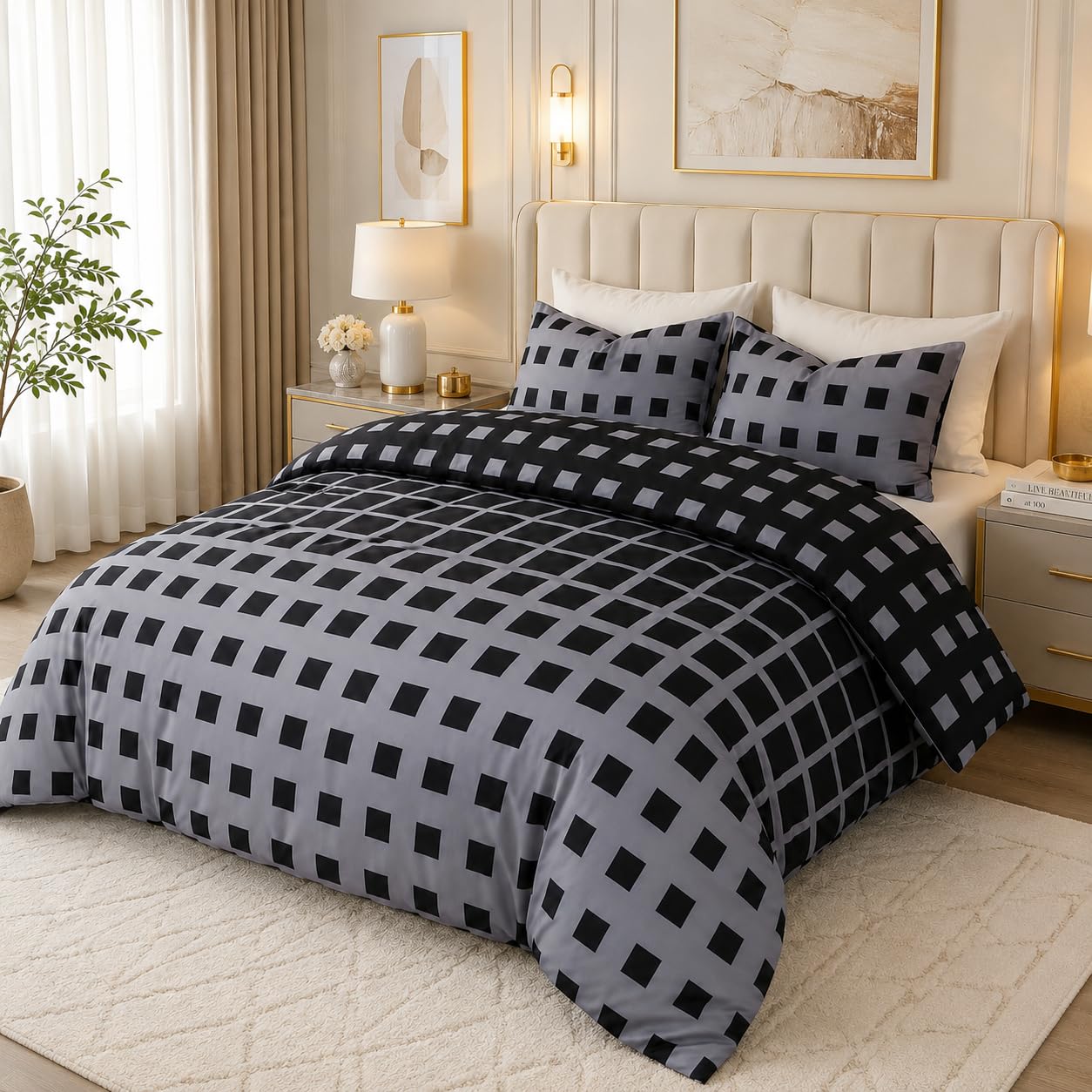 Housse de couette 135 x 200 cm Grace pour chambre d'enfant parure de lit simple réversible cocooning