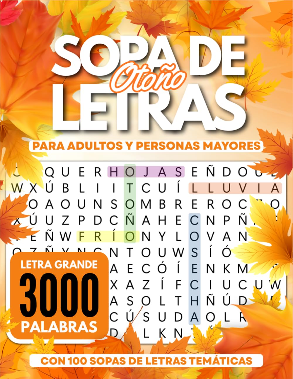 Sopa de Letras de Otoño en Español Para Adultos y Mayores Letra Grande