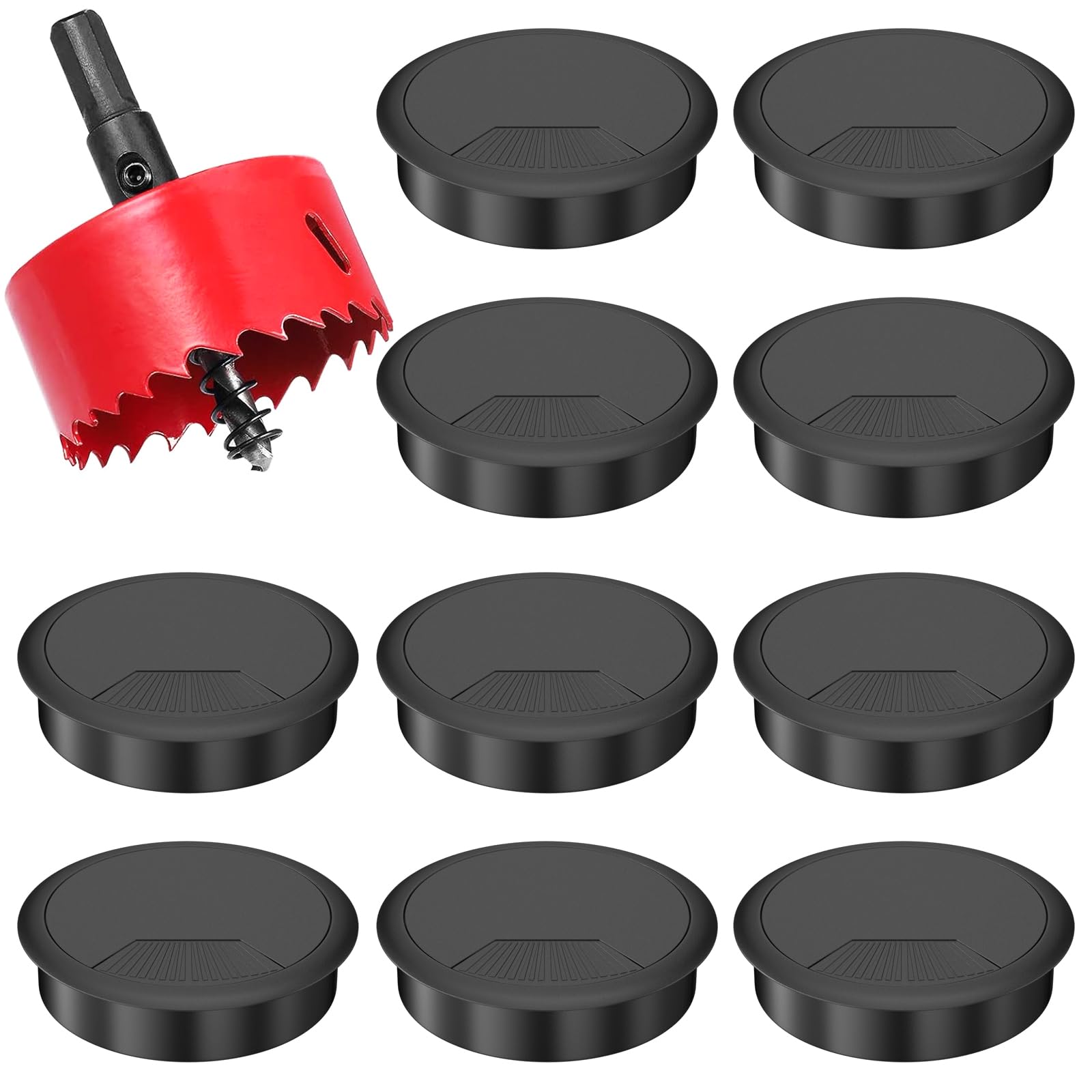 4 Tapas Pasacables Para Escritorio - 60 Mm, Plástico ABS, Gestión De Cables Ordenada