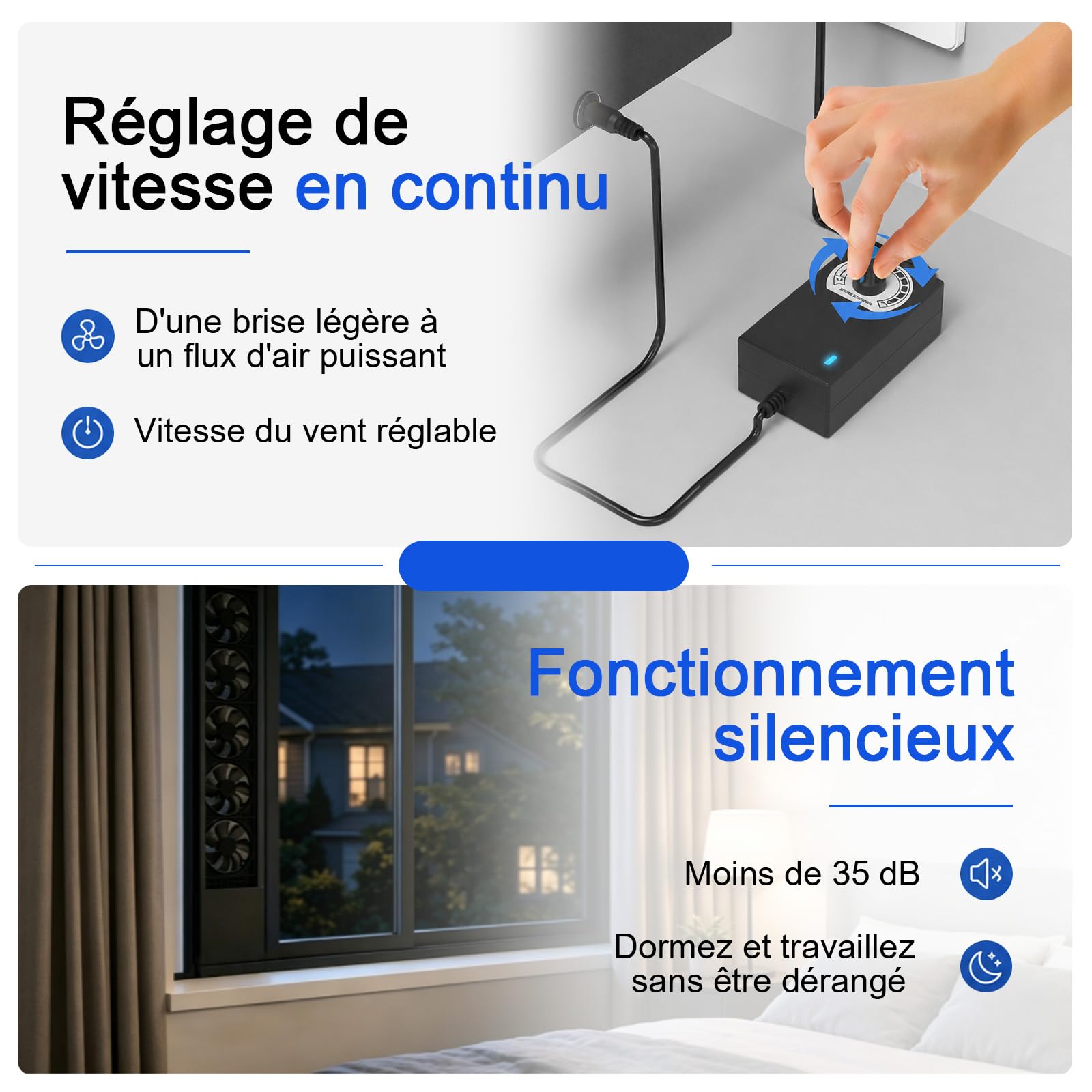 Extractor de aire, Extractor Para Ventana Corredera, velocidad ajustable | extractor de aire retráctil para dormitorios, espacios con humo, áreas calientes, Cocina, hogar y baño, Negro 71-81cm