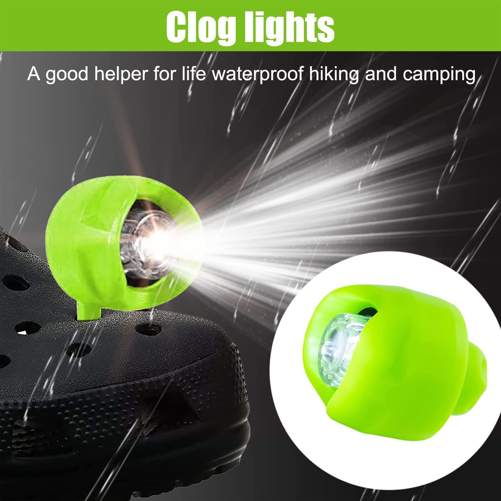 2 fari per Crocs, ricaricabile aggiornato, attacco torcia coccodrillo impermeabile in lega di alluminio con clip per fari e luci illuminanti accessori per adulti e bambini Croc (rosso