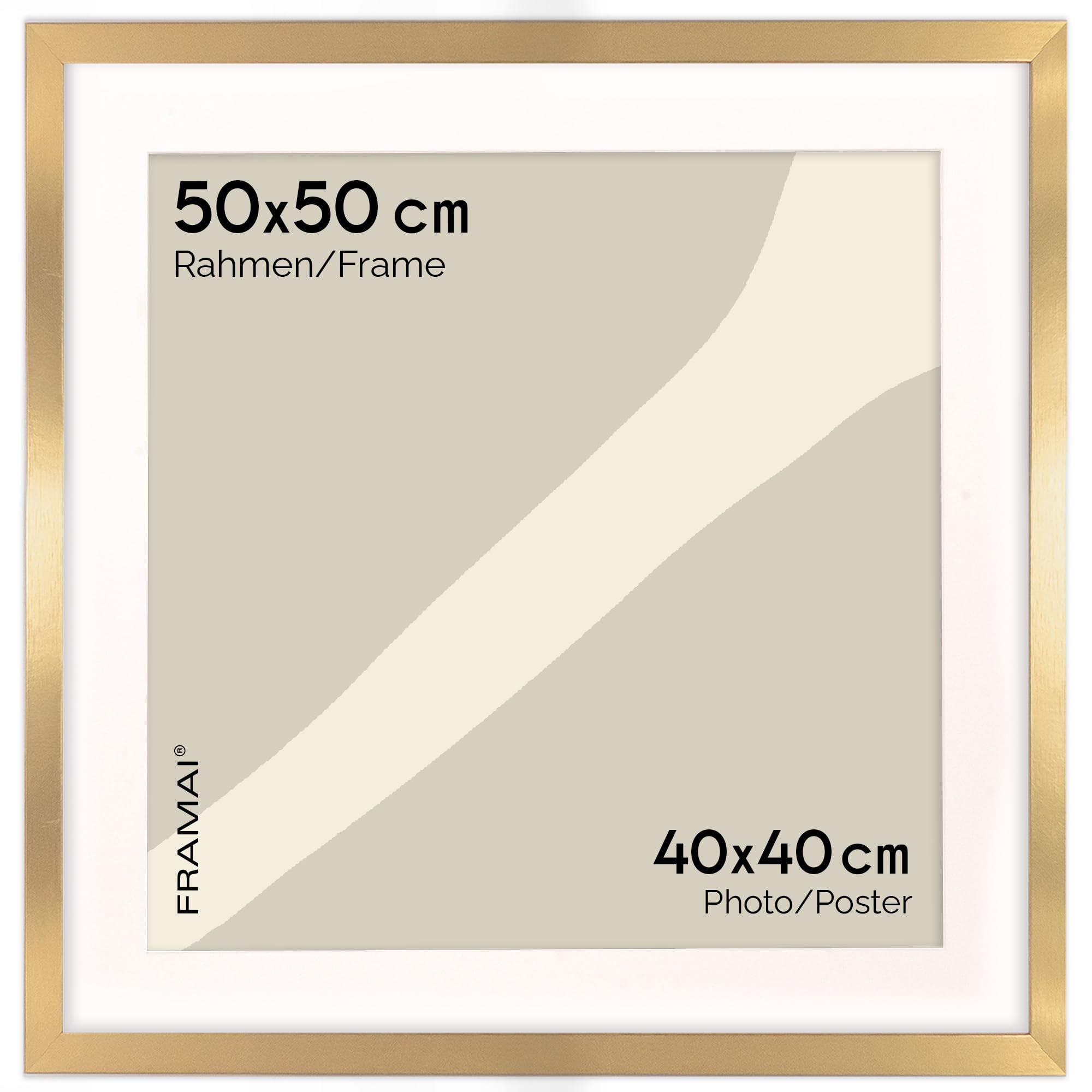FRAMAI® Bilderrahmen [SIZE] cm in [COLOUR] – mit Passepartout – MDF Holzrahmen, bruchsicheres Plexi, umweltfreundlich, mit Aufhängung & Ständer – Hochformat & Querformat