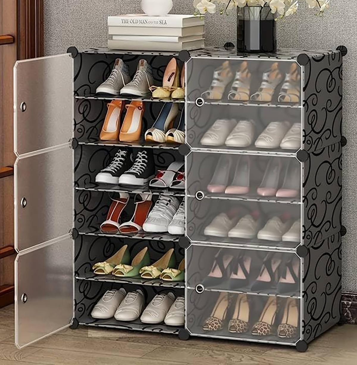 AYSIS Shoe Rack for Home Plastic, Shoe Storage Cabinet Cubby Plastic Free Standing Shelves Organizer for Closet Hallway Bedroom Entryway (Black, 12-Shelf-6-Door) (B0DDHDCJQJ) Amazon Price History, Amazon Price Tracker