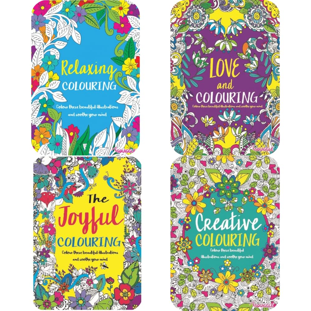 Youngland® Advanced Colouring Book 1, 2, 3 & 4 – Pack of 4 – A4 Size