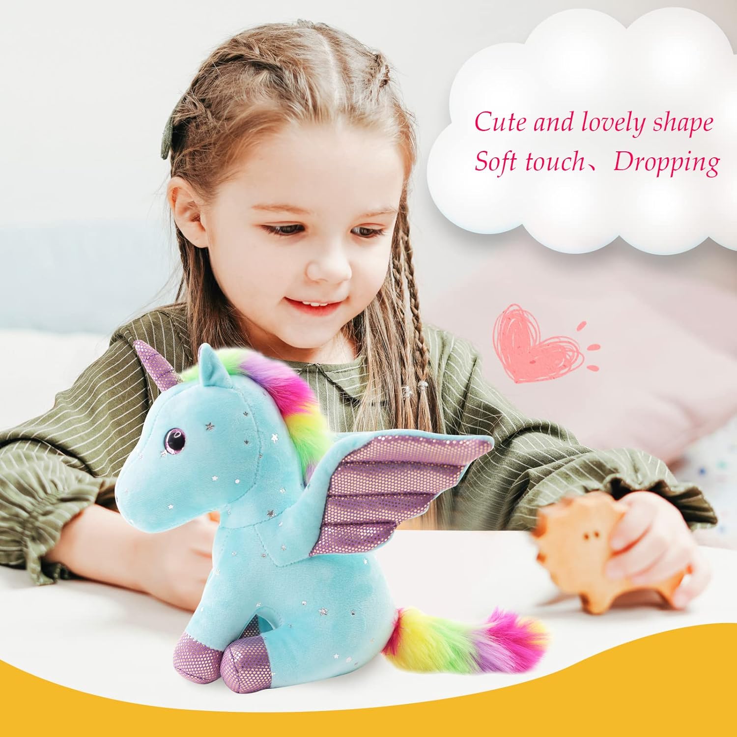 Sew Butiful Unicorn Stuffed Animals, 8in/20cm, Cute Unicorn Gift Toys for 3 4 5 6 7 8 Years Old Girls,Unicorns Birthday Gifts Soft Plush Toys Set for Baby, Toddler, Girls, Kids,Decor (Blue) : Toys & Games