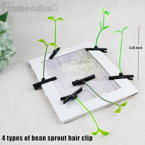 Miniatura 2 de Framendino, Paquete de 200 horquillas para el cabello de brotes de frijol, accesorios de horquillas para plantas, 4 estilos