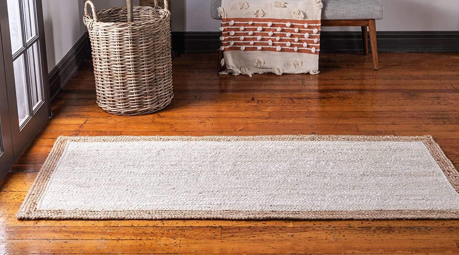 Tapis décoratif en jute naturelle tressé fait à la main