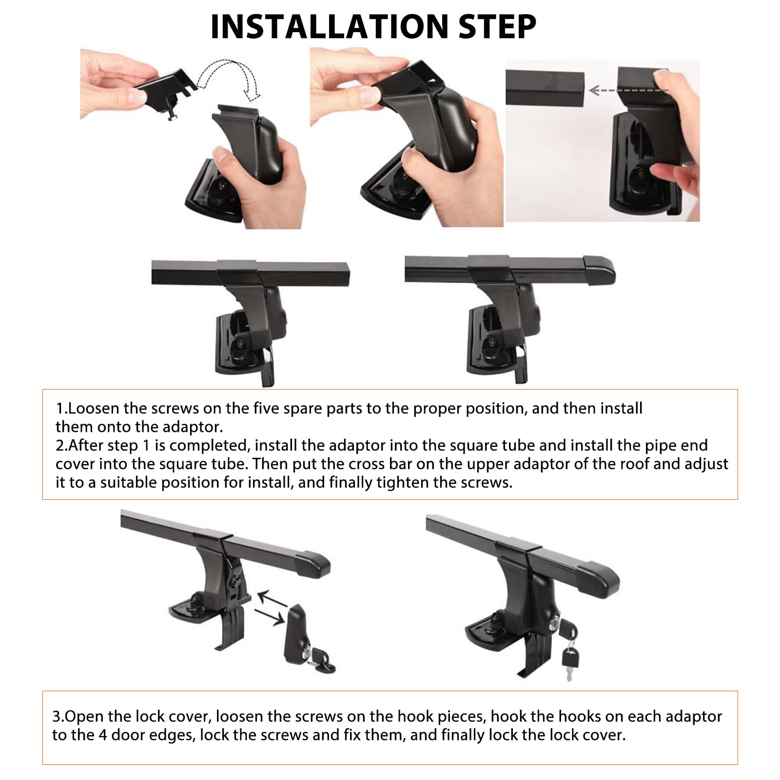 54" Universal Roof Rack Cross Bars,Car Top Roof Rack Cargo Bars with Anti-Theft Lock Adjustable,Luggage Cargo Carrier,165 lbs Load Capacity,Without Side Rail for SUVs,Vans,Sedans