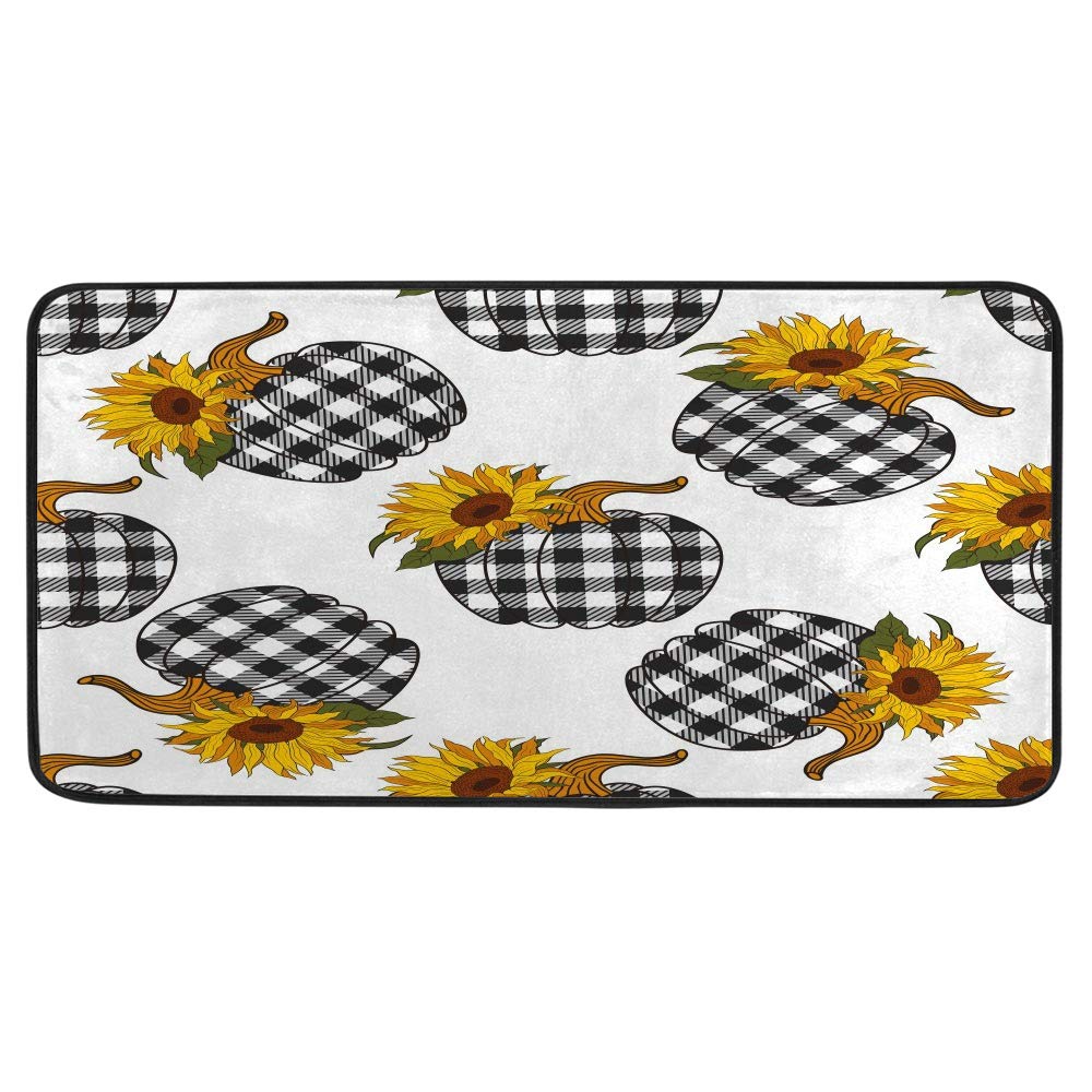 Tapis anti-fatigue pour cuisine et bureau au dos antidérapant avec motif tournesol