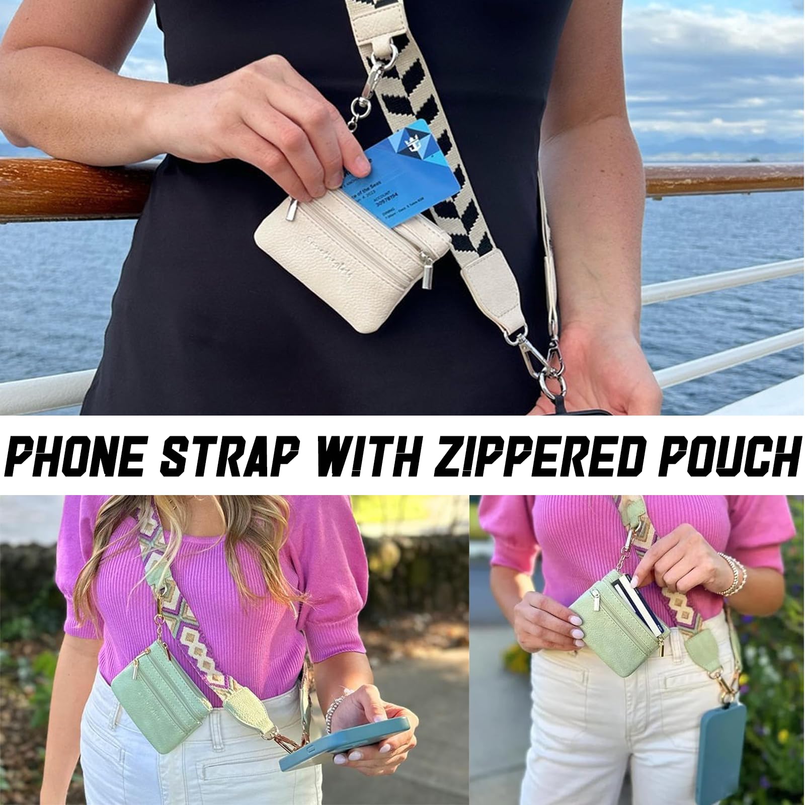 DANONI 2025 New Clip And Go Strap For Phone With Wallet Crossbody,Adjustable Phone Strap With Zippered Pouch For Women (4PCS - View #8