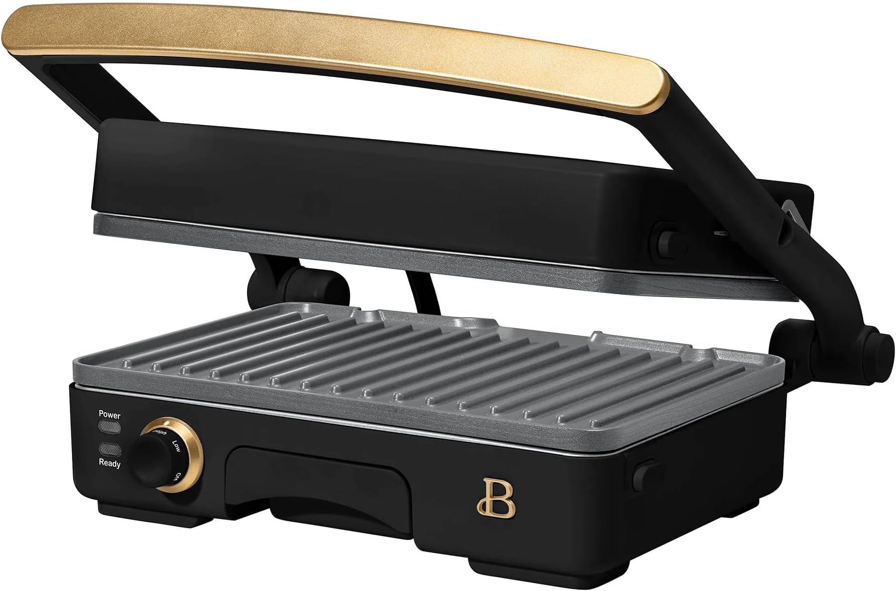 Beautiful 2-in-1 Panini Press & Indoor Grill with Removable Non-Stick Plates, Adjustable Temperature Control, Cool-Touch Handle, PFOA & PFOS-Free, Heats up to 450° - Powerful 1200 Watts (Black Sesame)