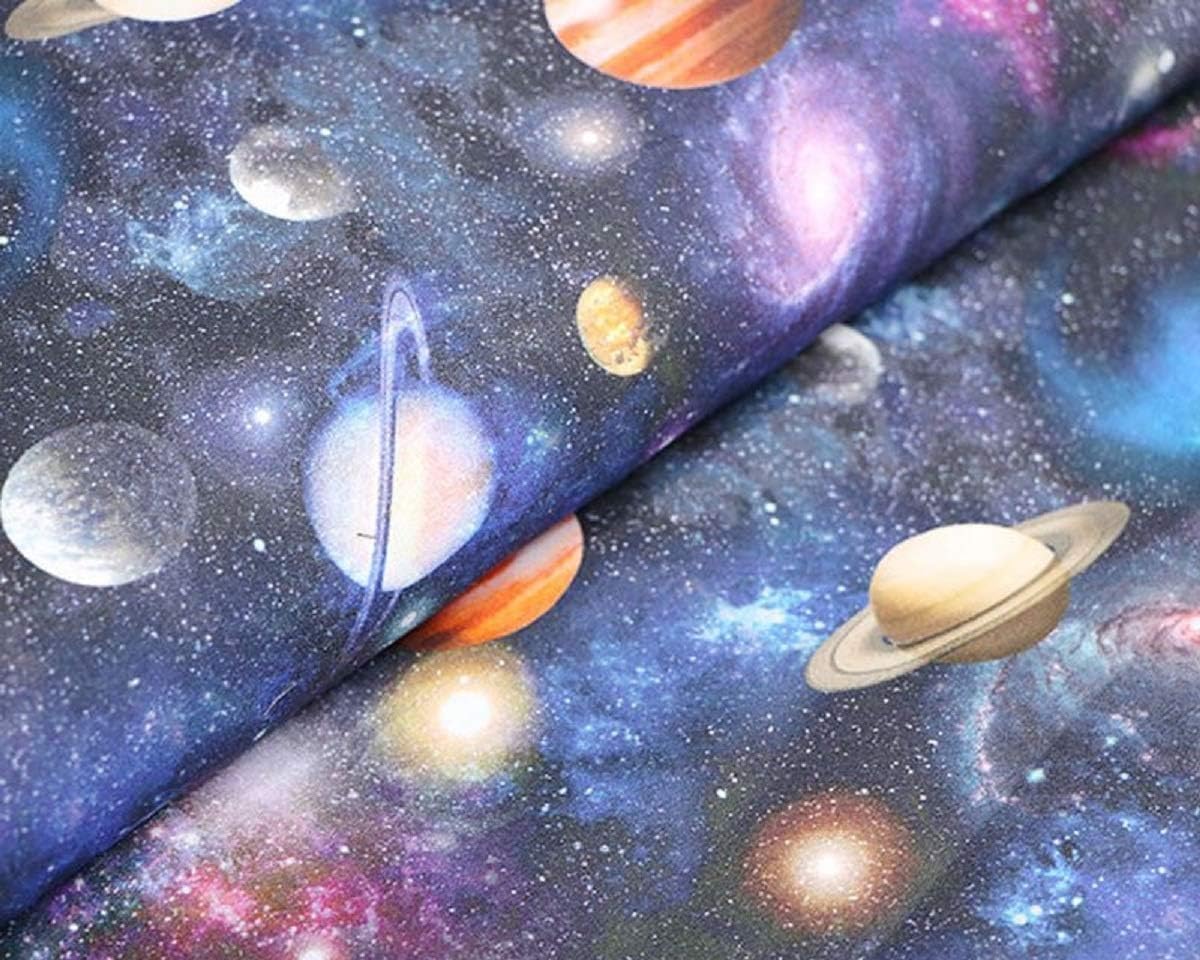 Universe Space Planets - Tela 100% algodón, 150 cm de ancho, tela para manualidades