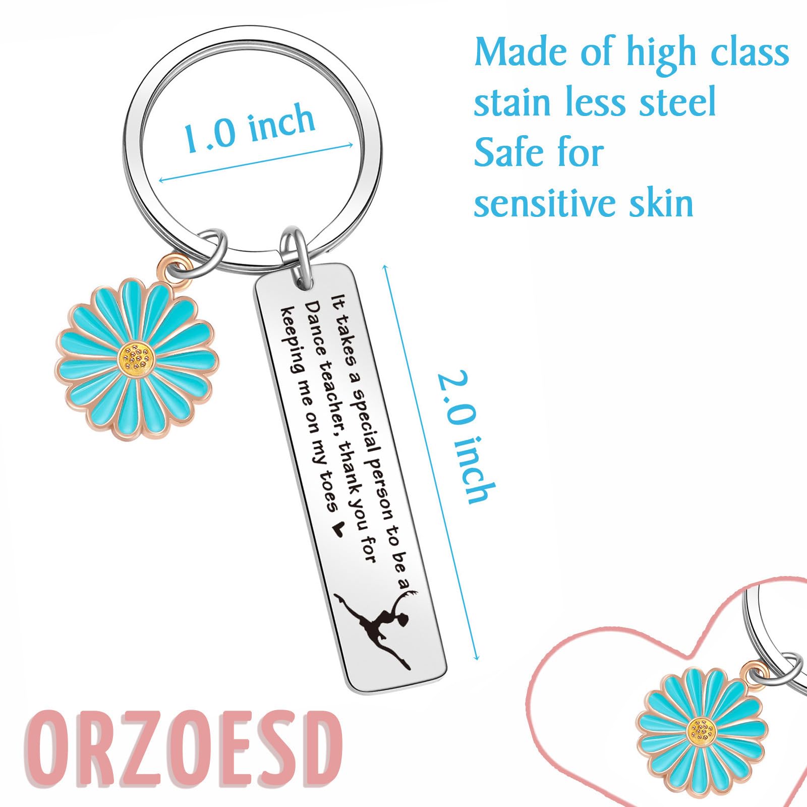 ORZOESD Dance Teacher Keychain Dance Team Gift Dancer Gift BFF Keychain Dancing Jewelry Daughter Keychain, Dance Teacher Appreciation Keychain, Default