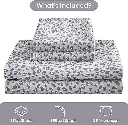 Miniatura 2 de Mooreeke Sábanas tamaño queen, con estampado de leopardo, suave microfibra, fundas de almohada incluidas, bajera que no se sale y con esquinas