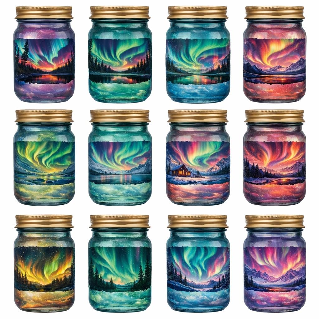 UV DTF Rub on Transfer Stickers - UV DTF Cup Wraps, Colorful UVDTF Wraps, Waterproof Rub on Decals for Glass Cups Mug Tumbler, DIY Transfer Crafts (Aurora)