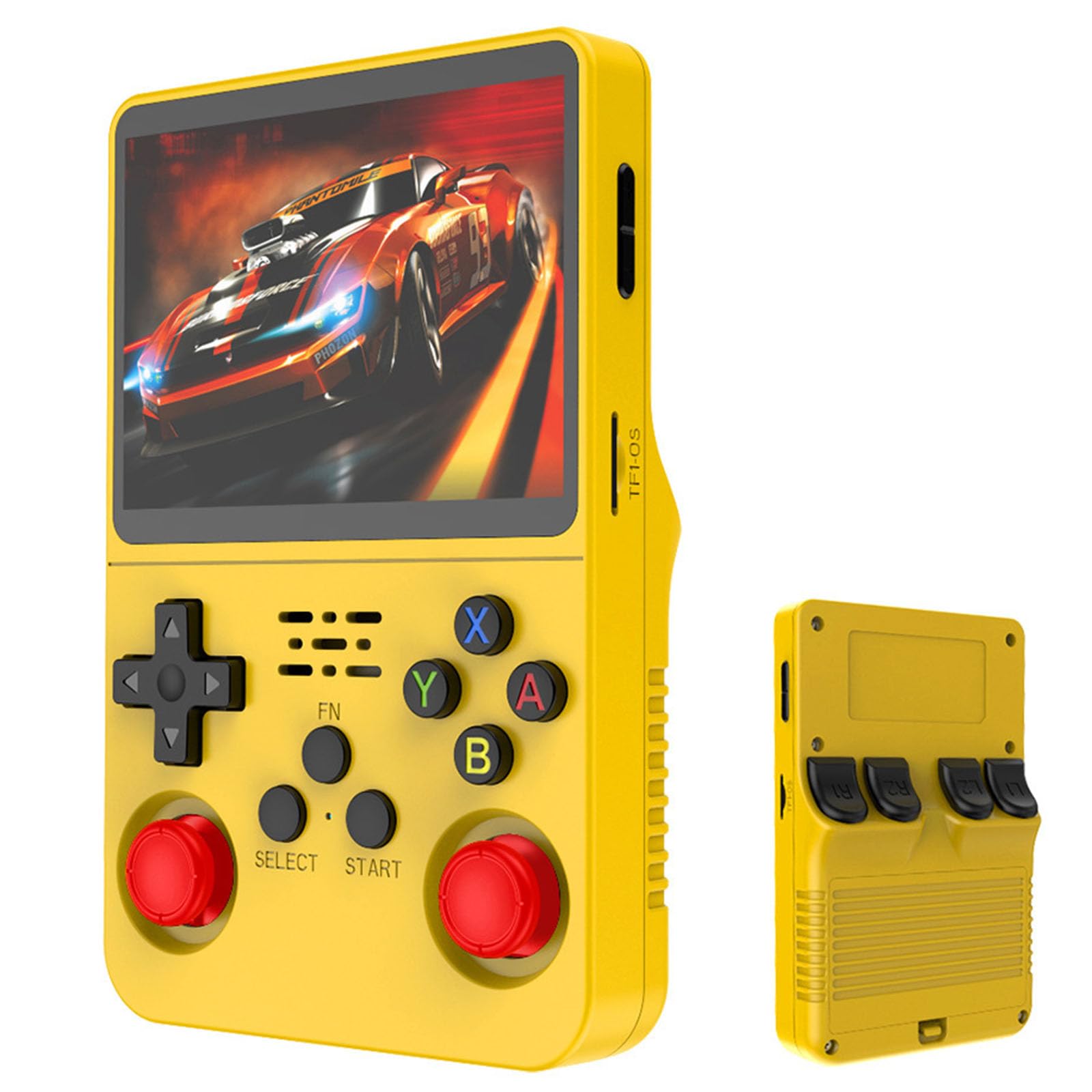 R36S Handheld game console with Over 40000 Classic Games,Portable 3.5-inch IPS Retro Game Console, for Children and Adult Gaming Stick Suitable for Both Men and Women-yellow||64G