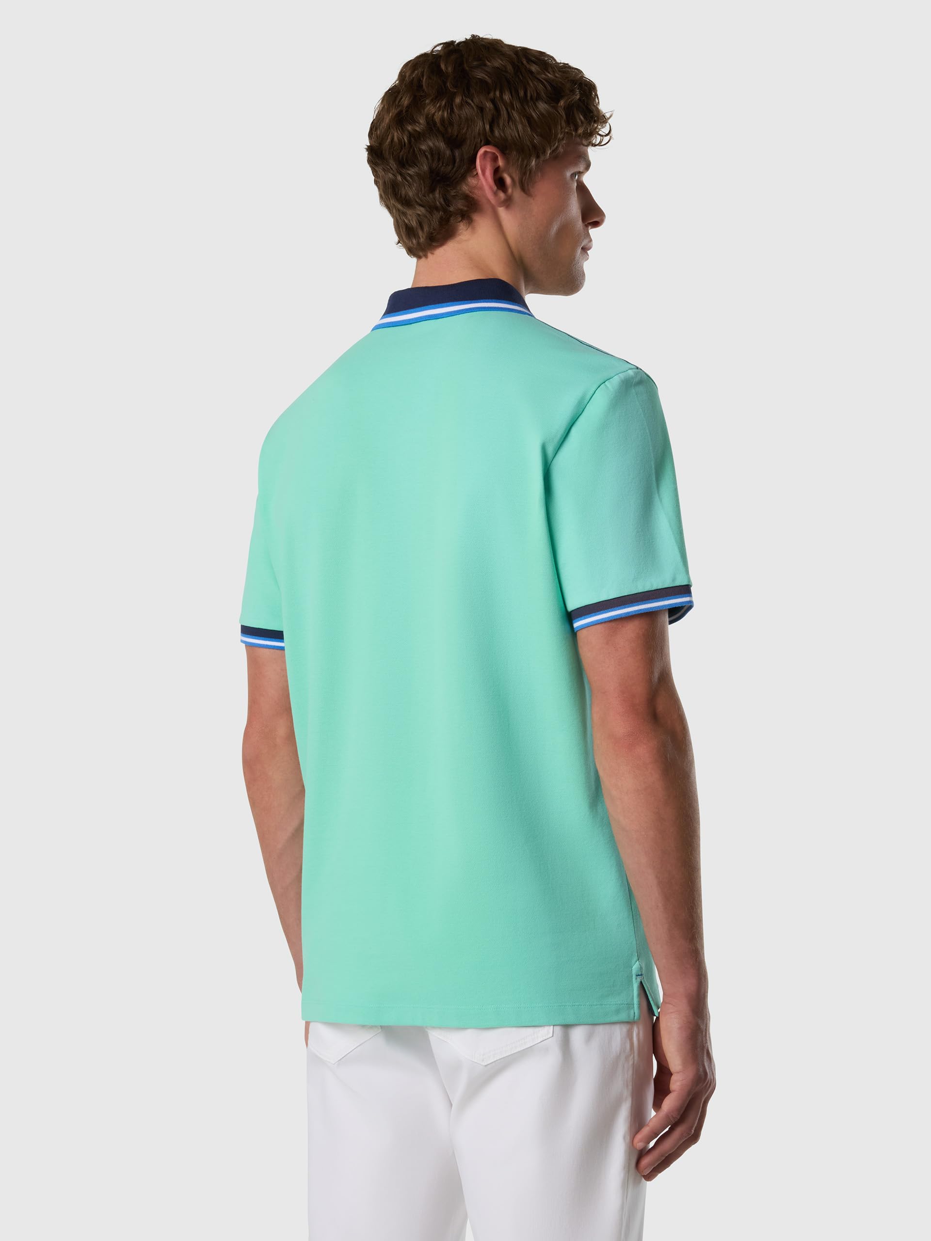 NORTH SAILS Polo Uomo in piqué di Cotone Organico con Motivo a Righe