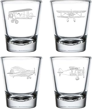 MIP Set of 4 Shot Glasses 1.75oz Shot Glass Aviation Airplane