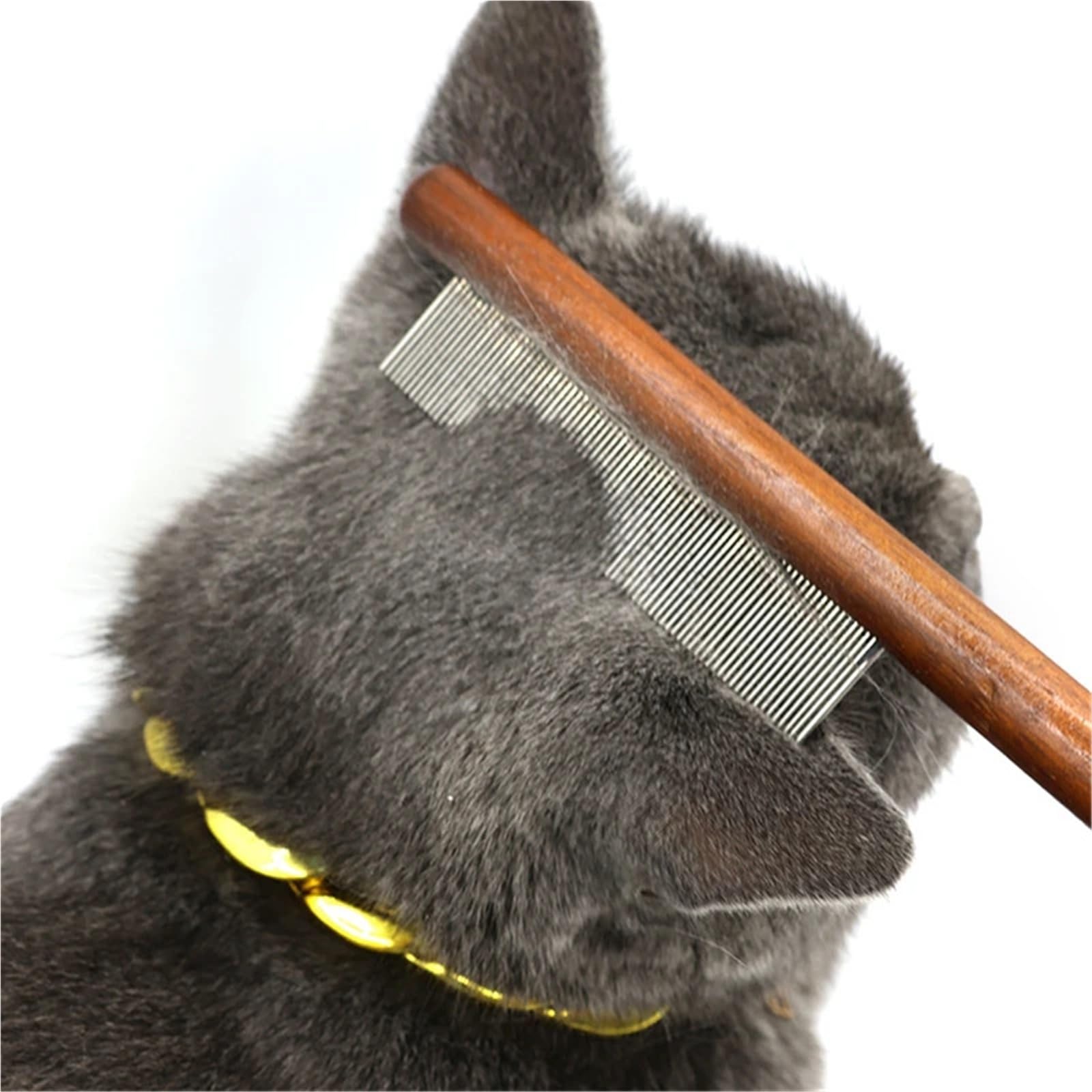 Hundekamm Katze Kamm Edelstahl Tierhaarentferner Holzgriff Solide Pflege Reinigungswerkzeug Flöhe Zecken Entfernungswerkzeuge zum Entwirren(Color3)