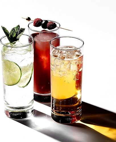 Miniatura 3 de LEMONSODA Juego de vasos altos de alta calidad, elegantes vasos Tom Collins de 10 y 12 onzas, juego de 6, 12 y 48 vasos altos para agua potable,