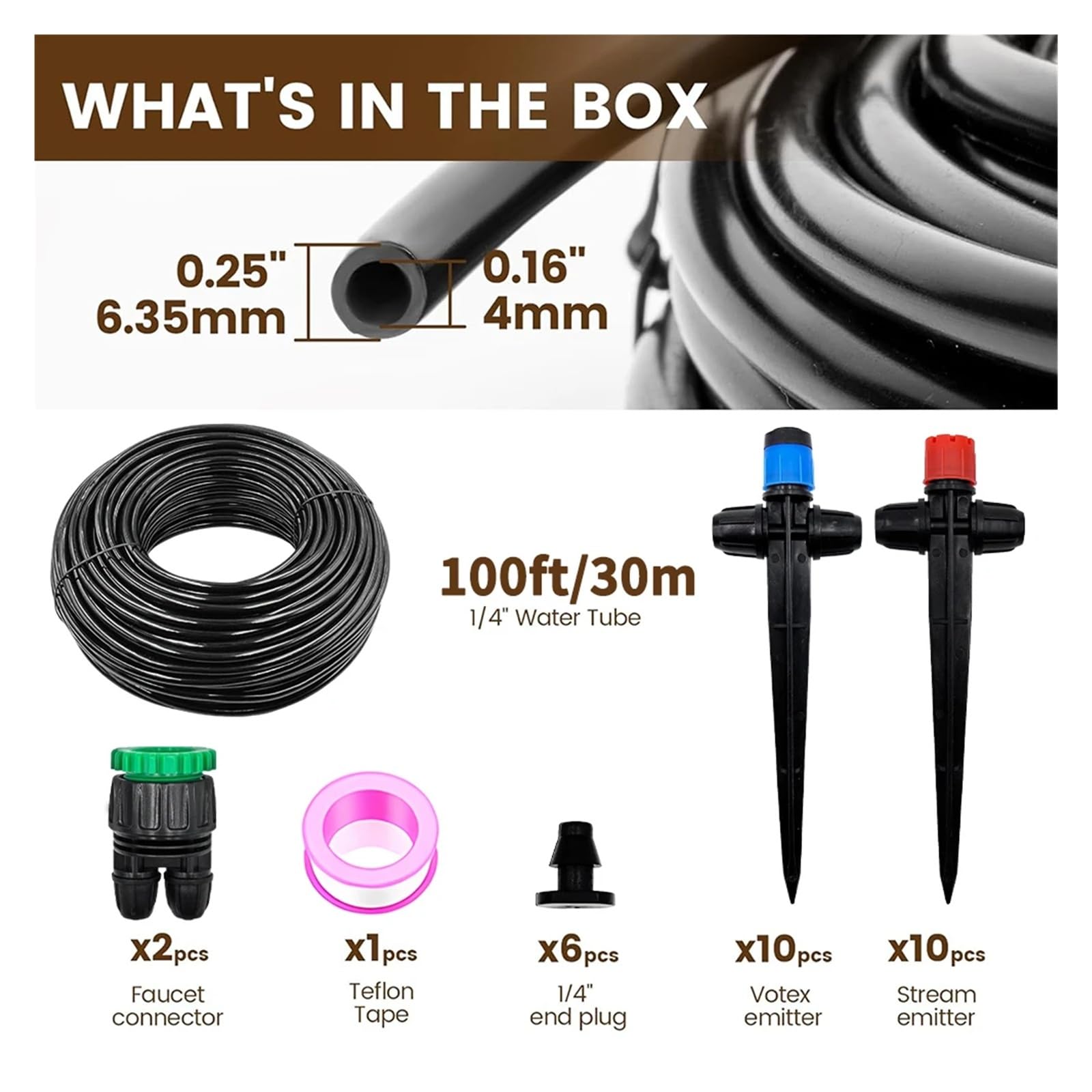 Kit di irrigazione a goccia con irrigatore a spillo, sistema di irrigazione automatico delle piante for il giardino della serra, set di attrezzature for l'irrigazione fai-da-te(30m)