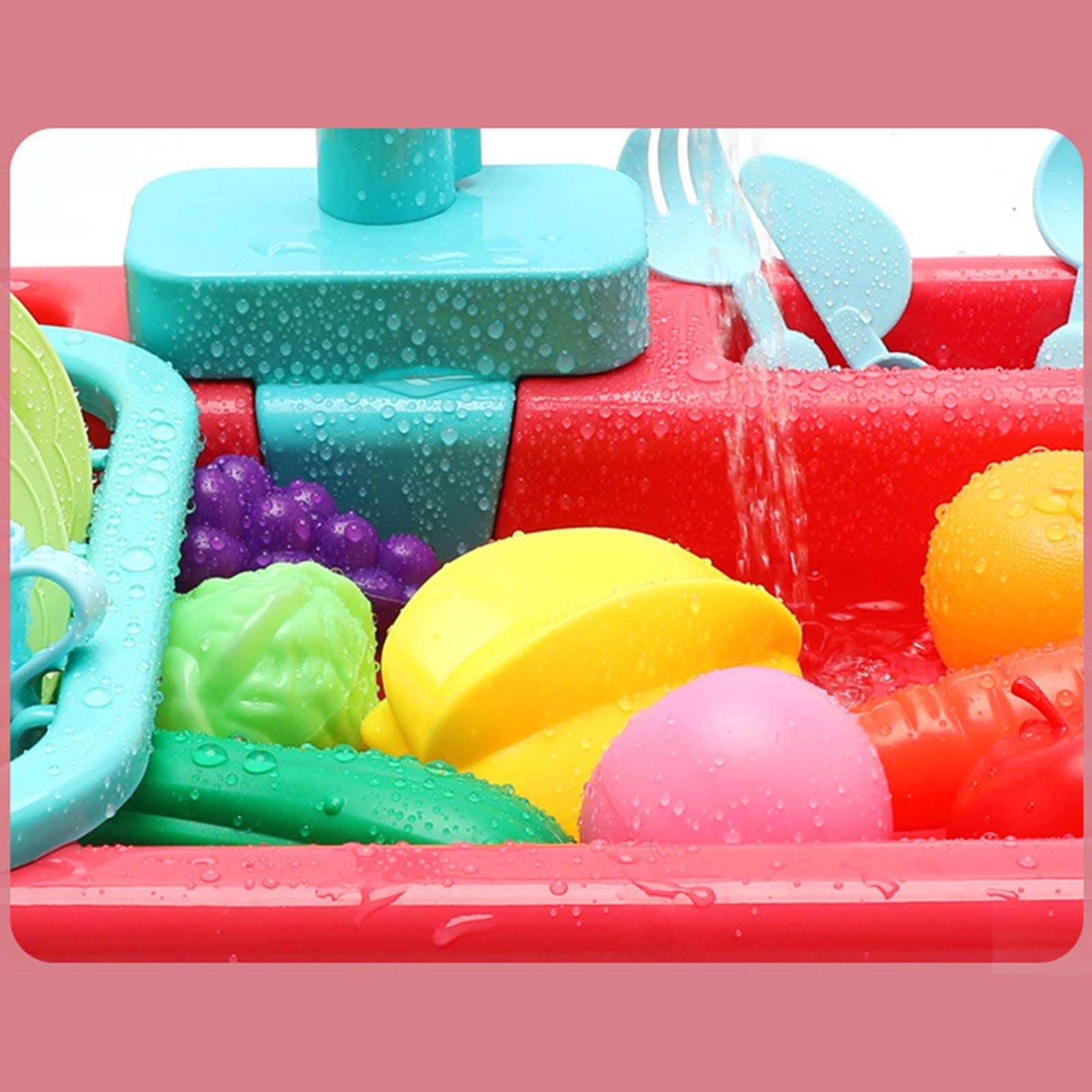 Dish Wash Toy Kitchen Playhouse Role-Playing Sink Dishwasher Playing with Running Water Toddler Sink Toy with Running Water — view 5