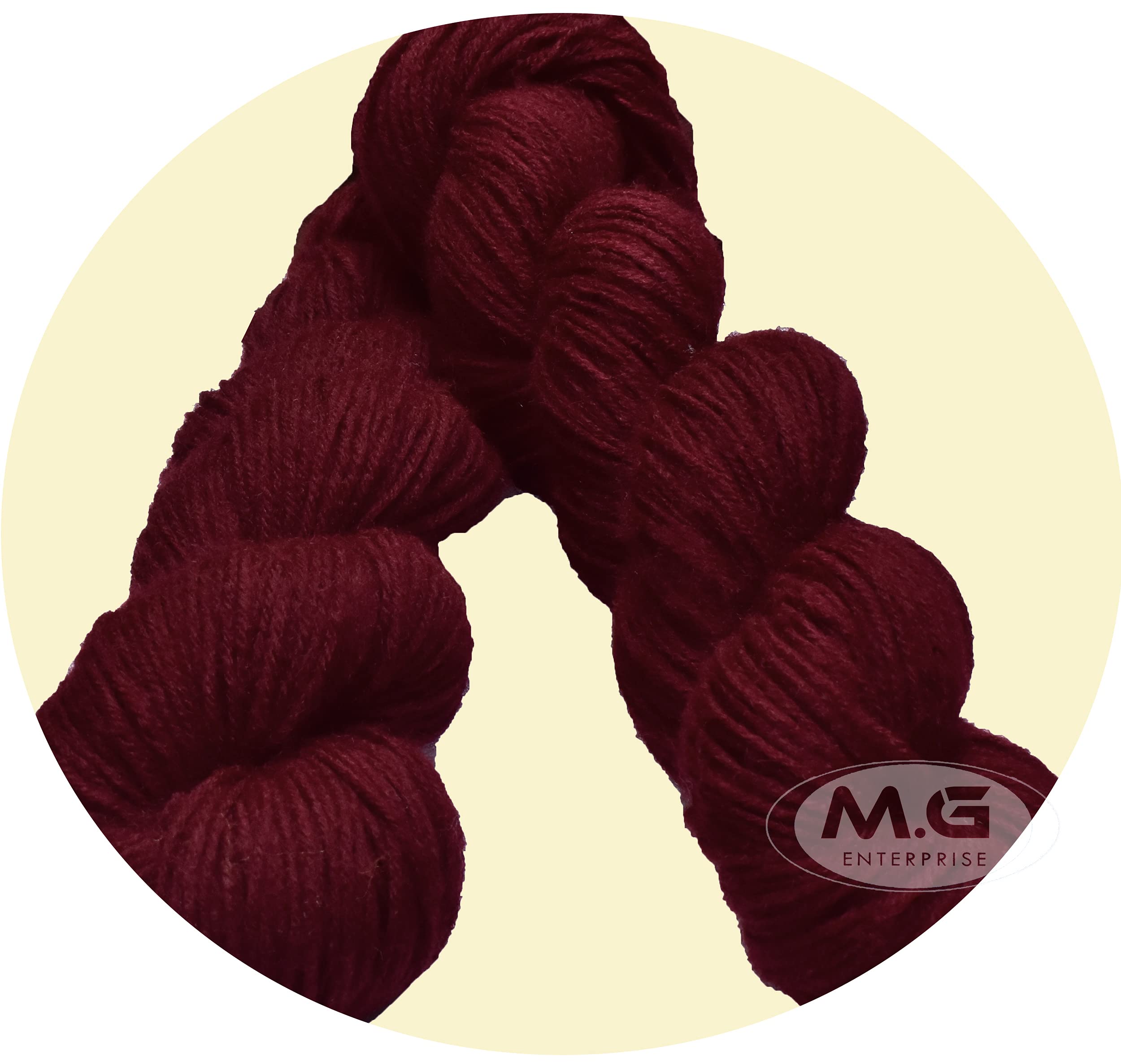 M.G ENTERPRISE Brilon Mehroon (300 gm) Wool Hank Hand Knitting Wool/Art Craft Soft Fingering Crochet Hook Yarn, Needle Knitting Yarn Thread Dyed AEI