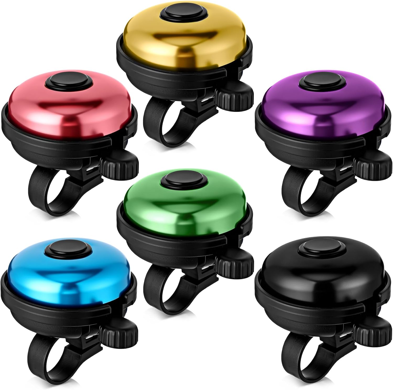 Mudder 6 Pcs Classic Aluminum Bike Bell Crisp Loud Clear Sound Mini Small Bicycle Bell Safety Warning Accessories for Adults Cycling Outdoor Mountain Road